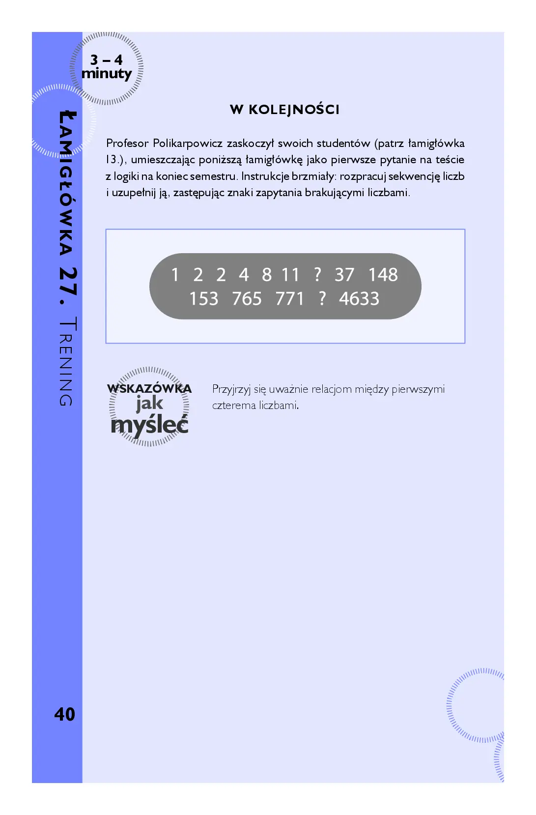 Fragment „Myślę, więc jestem. 50 łamigłówek wspomagających szybkie myślenie” — strona 9 z 14