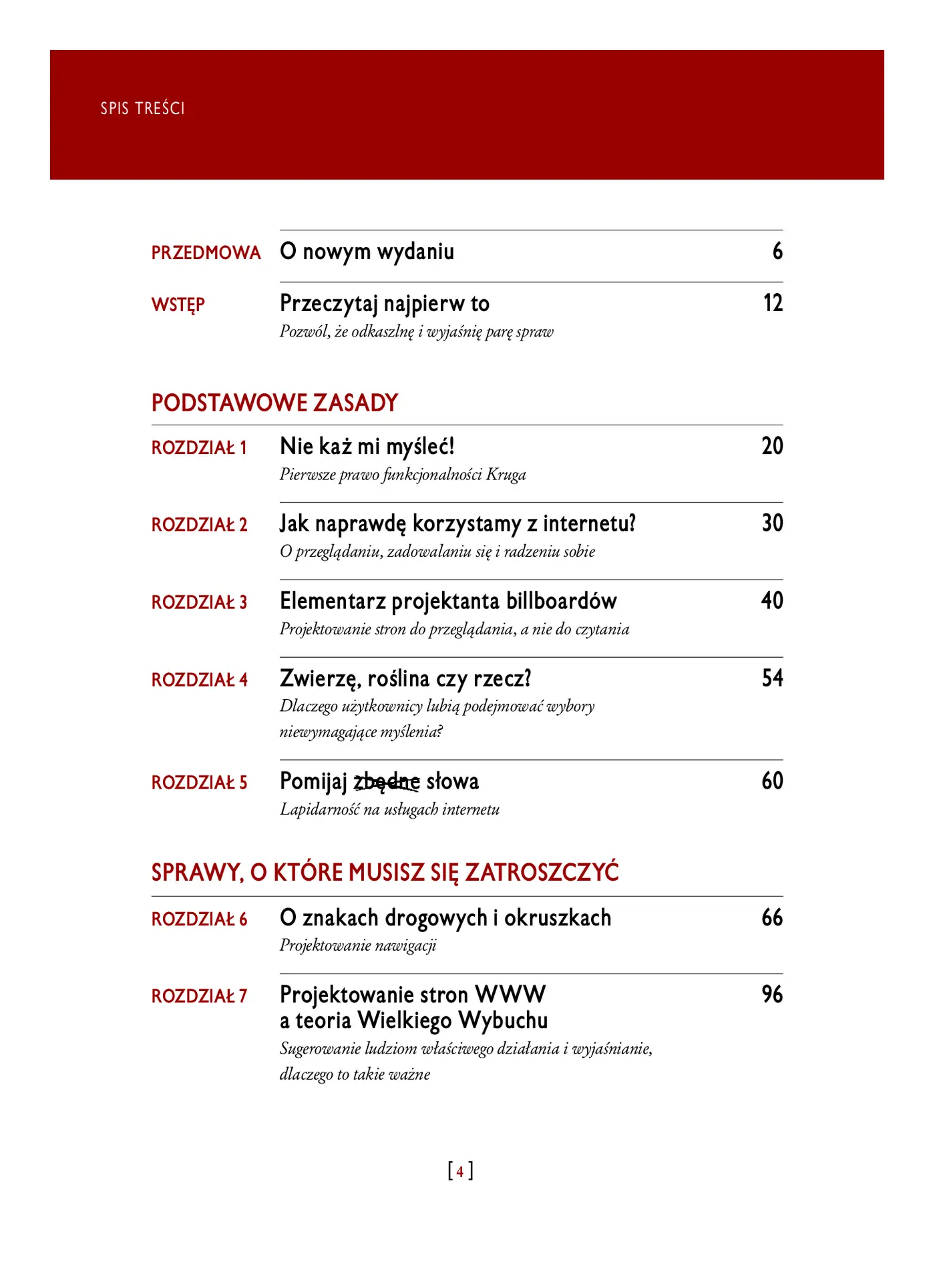 Fragment „Nie każ mi myśleć! O życiowym podejściu do funkcjonalności stron internetowych. Wydanie III” — strona 4 z 24