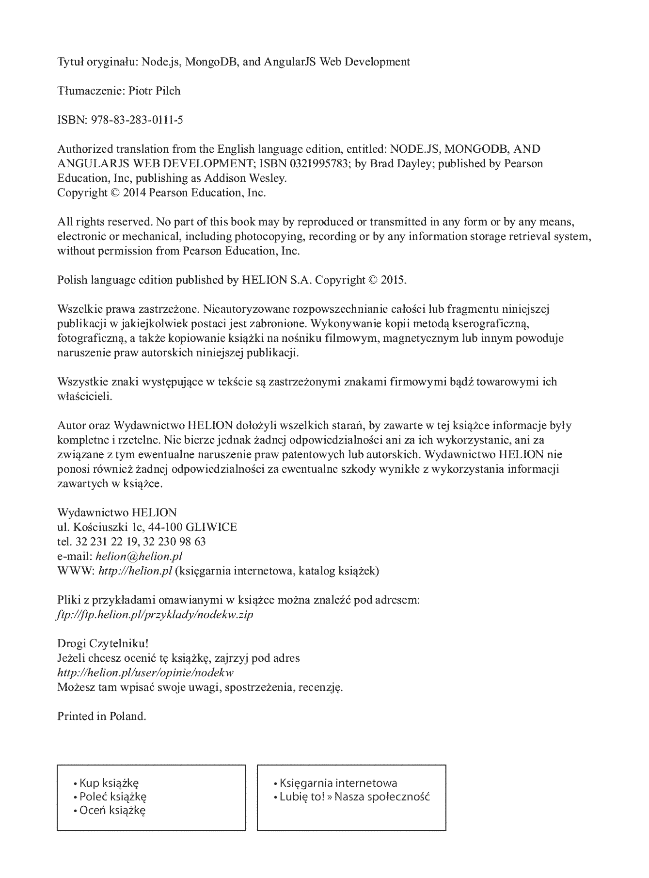 Fragment „Node.js, MongoDB, AngularJS. Kompendium wiedzy” — strona 2 z 30