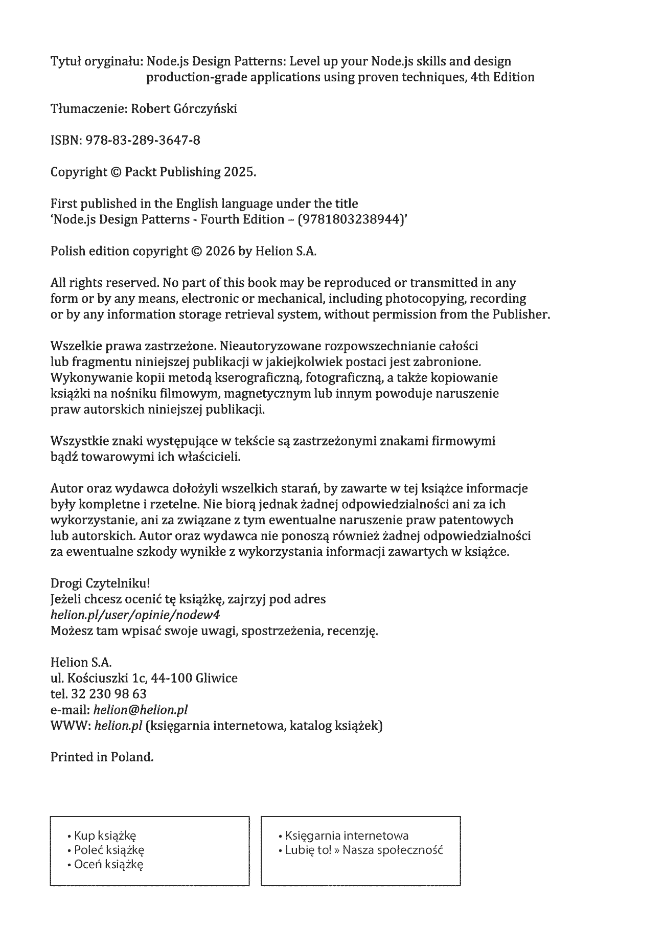 Fragment „Node.js. Wzorce projektowe i techniki tworzenia aplikacji produkcyjnych. Wydanie IV” — strona 2 z 30