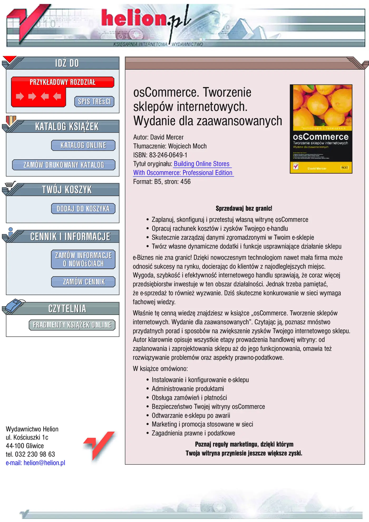 Fragment „osCommerce. Tworzenie sklepów internetowych. Wydanie dla zaawansowanych” — strona 1 z 30