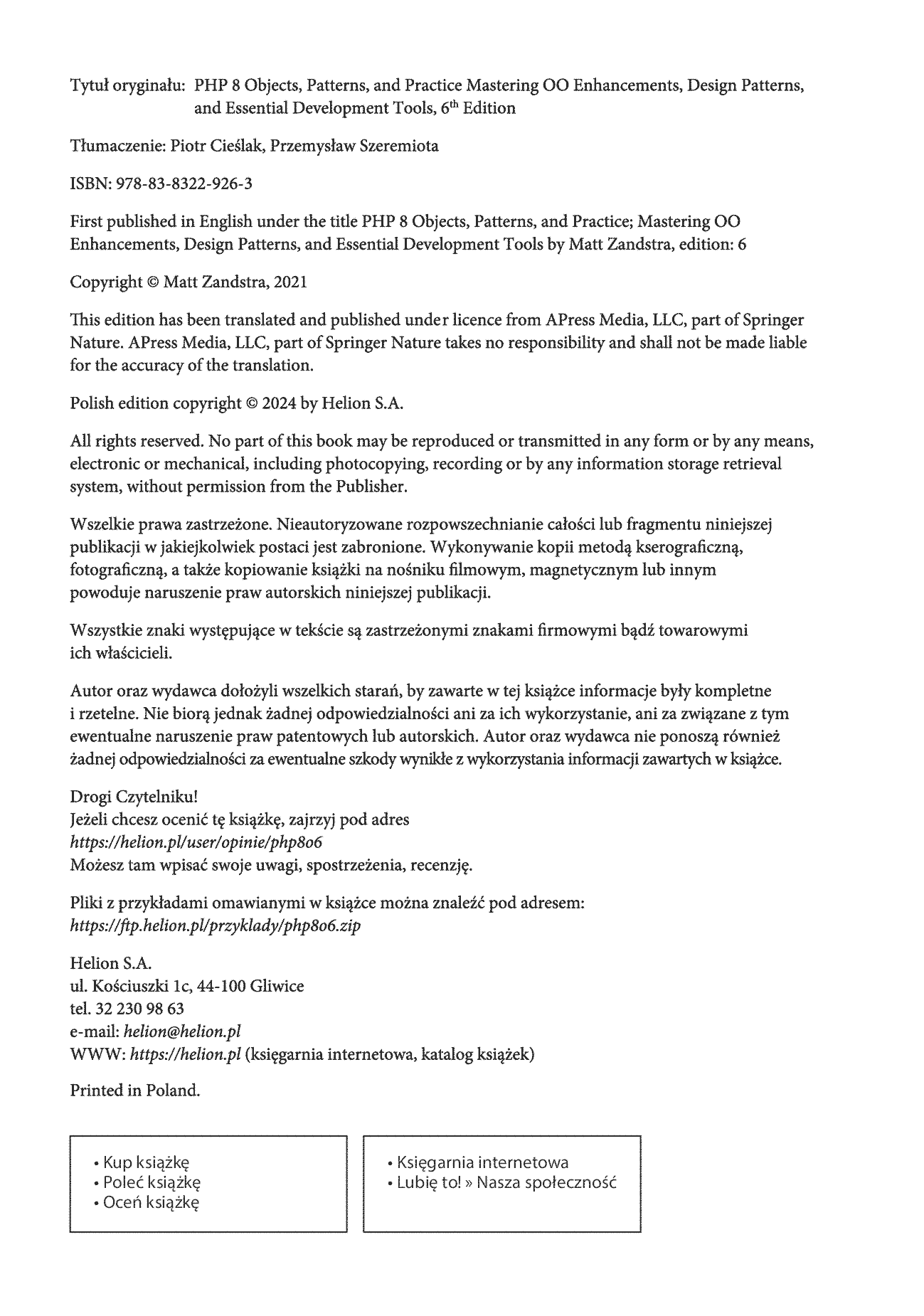 Fragment „PHP 8. Obiekty, wzorce, narzędzia. Poznaj obiektowe usprawnienia języka PHP, wzorce projektowe i niezbędne narzędzia programistyczne. Wydanie VI” — strona 2 z 30