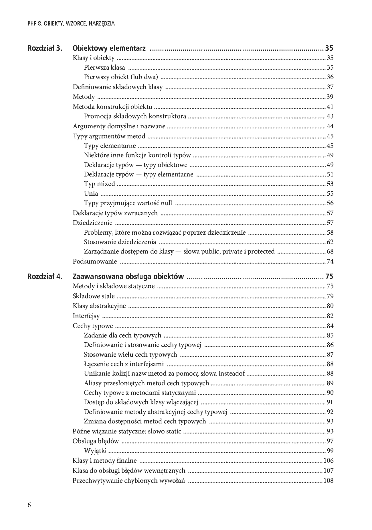 Fragment „PHP 8. Obiekty, wzorce, narzędzia. Poznaj obiektowe usprawnienia języka PHP, wzorce projektowe i niezbędne narzędzia programistyczne. Wydanie VI” — strona 4 z 30