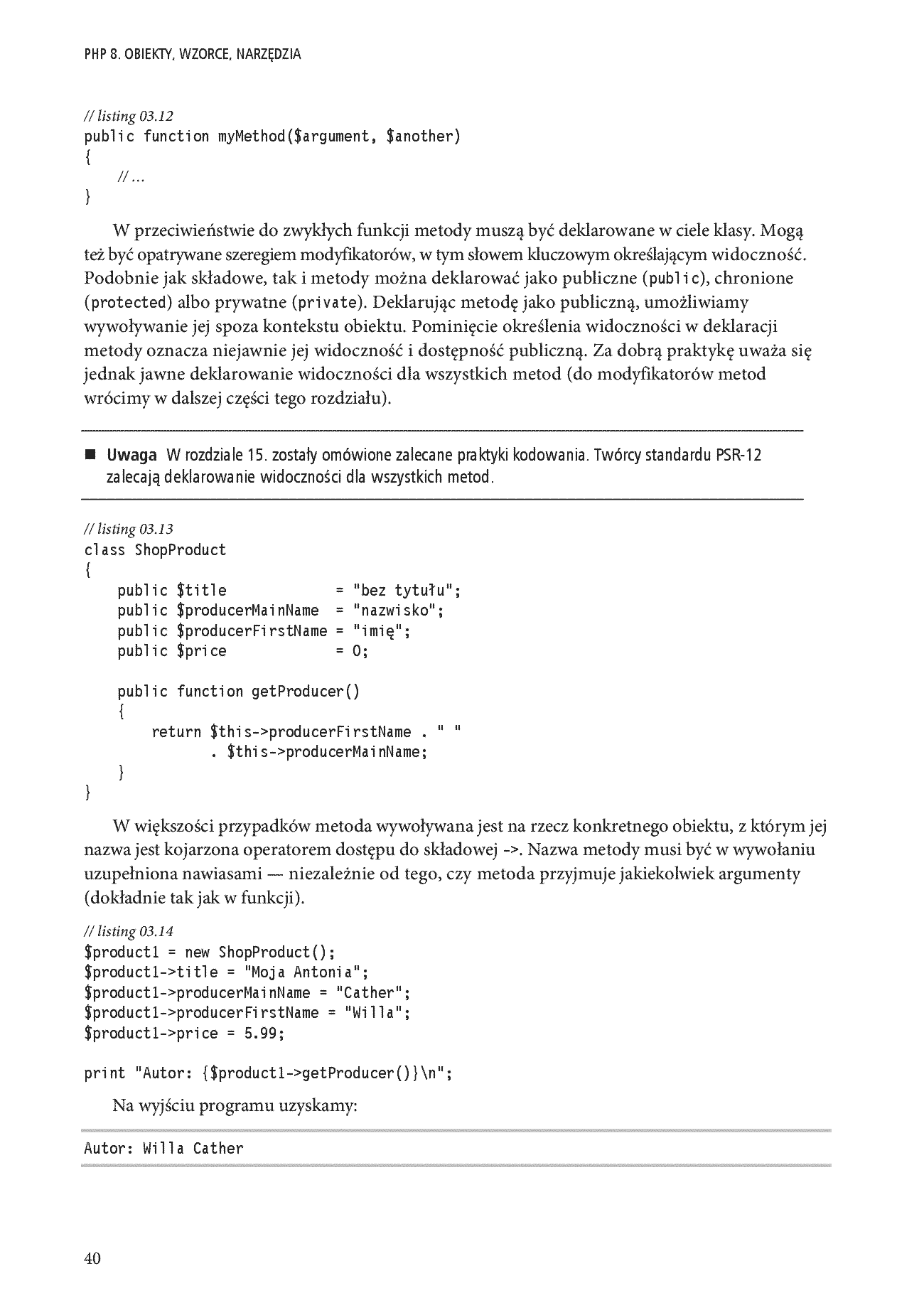 Fragment „PHP 8. Obiekty, wzorce, narzędzia. Poznaj obiektowe usprawnienia języka PHP, wzorce projektowe i niezbędne narzędzia programistyczne. Wydanie VI” — strona 18 z 30