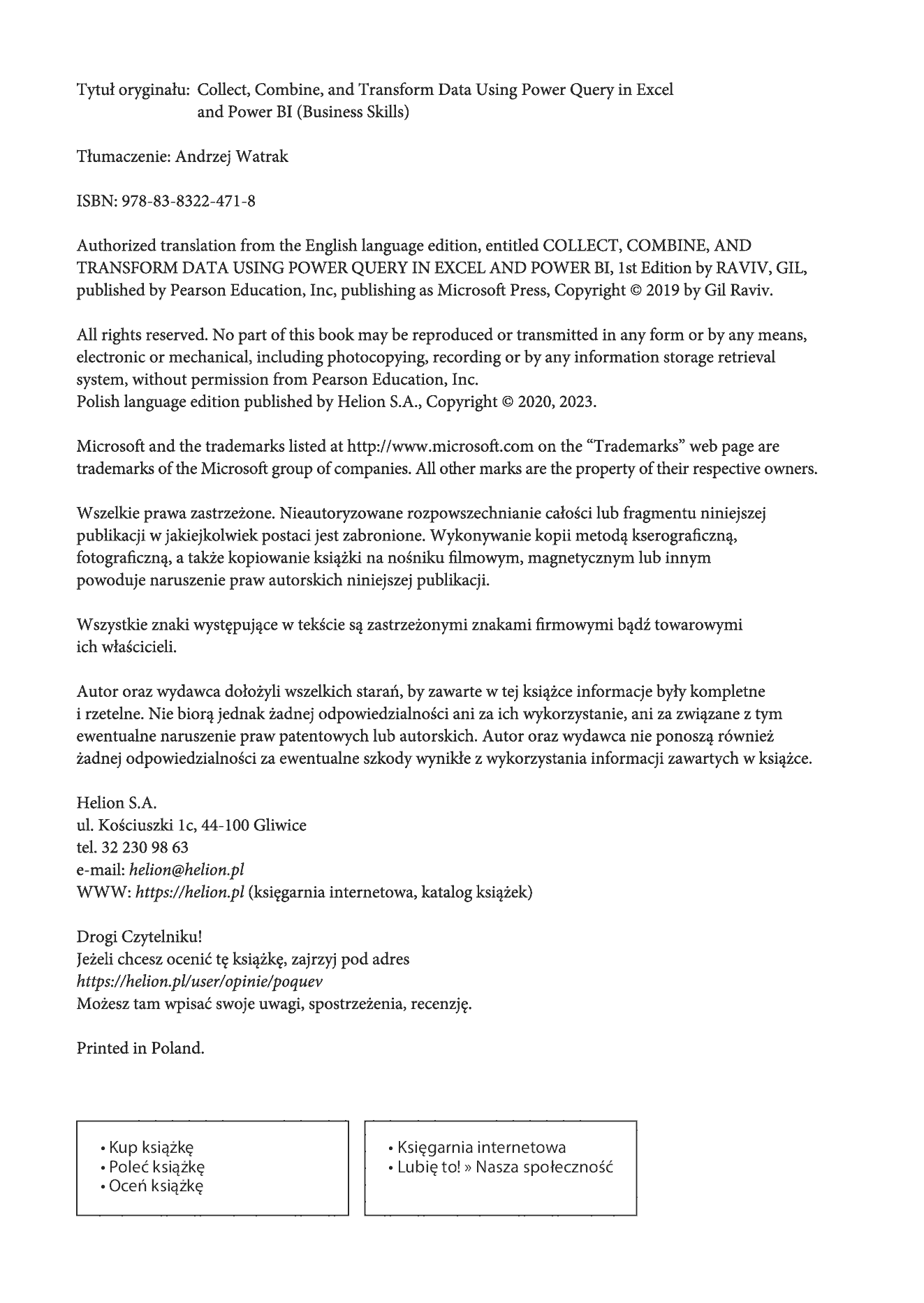 Fragment „Power Query w Excelu i Power BI. Zbieranie i przekształcanie danych” — strona 2 z 30