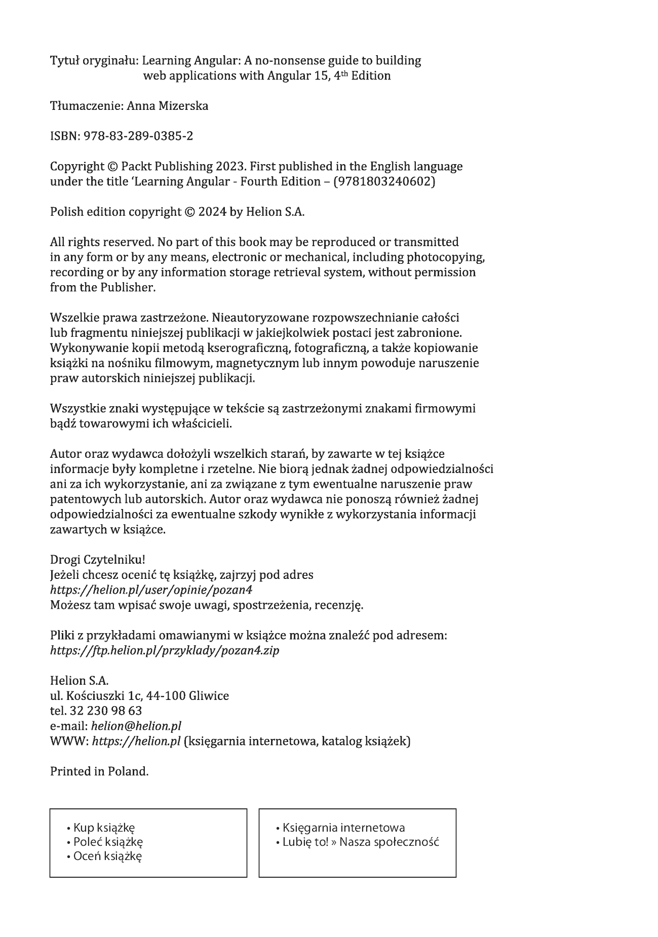 Fragment „Poznaj Angular. Rzeczowy przewodnik po tworzeniu aplikacji webowych z użyciem frameworku Angular 15. Wydanie IV” — strona 2 z 30