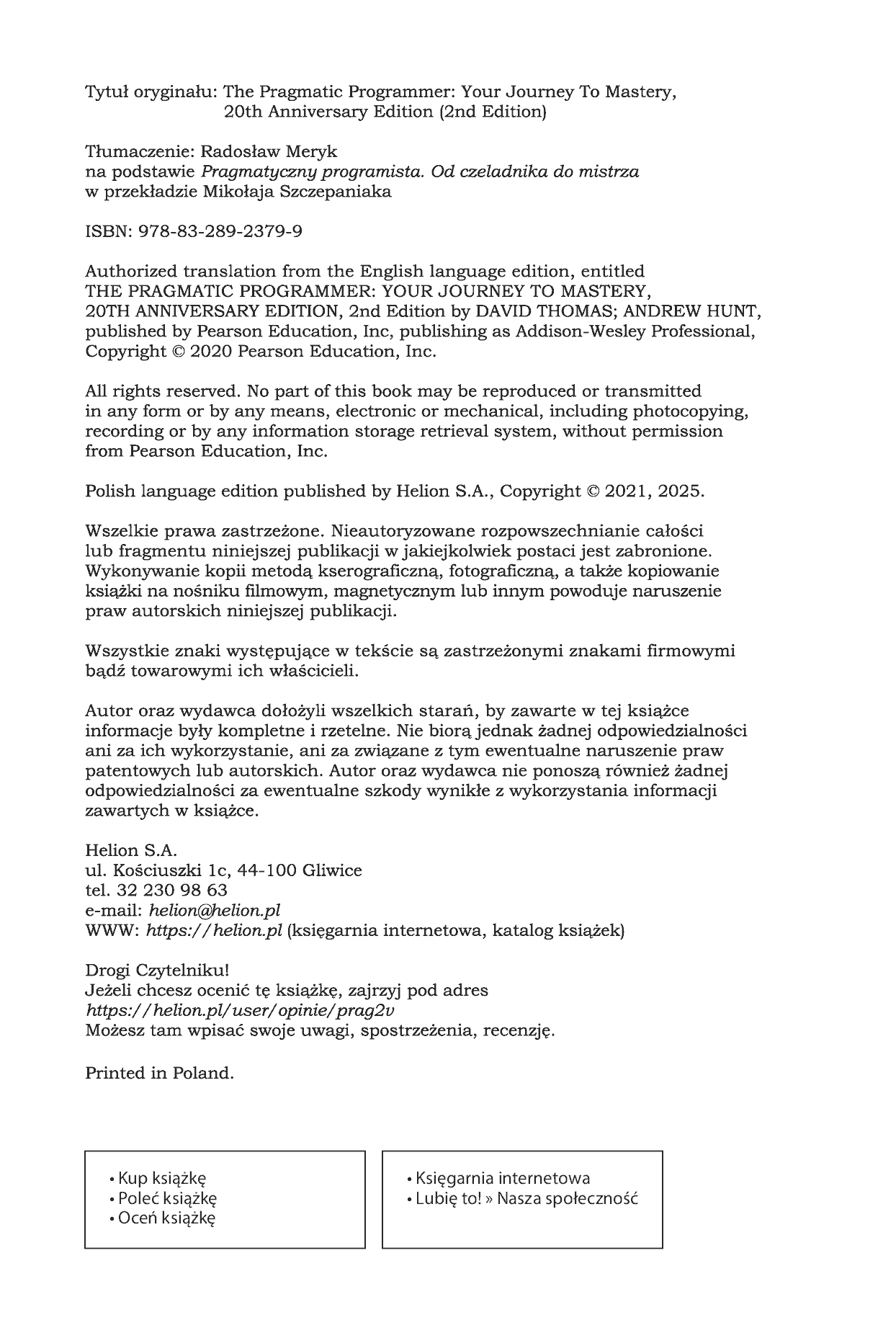 Fragment „Pragmatyczny programista. Od czeladnika do mistrza. Wydanie II” — strona 2 z 30