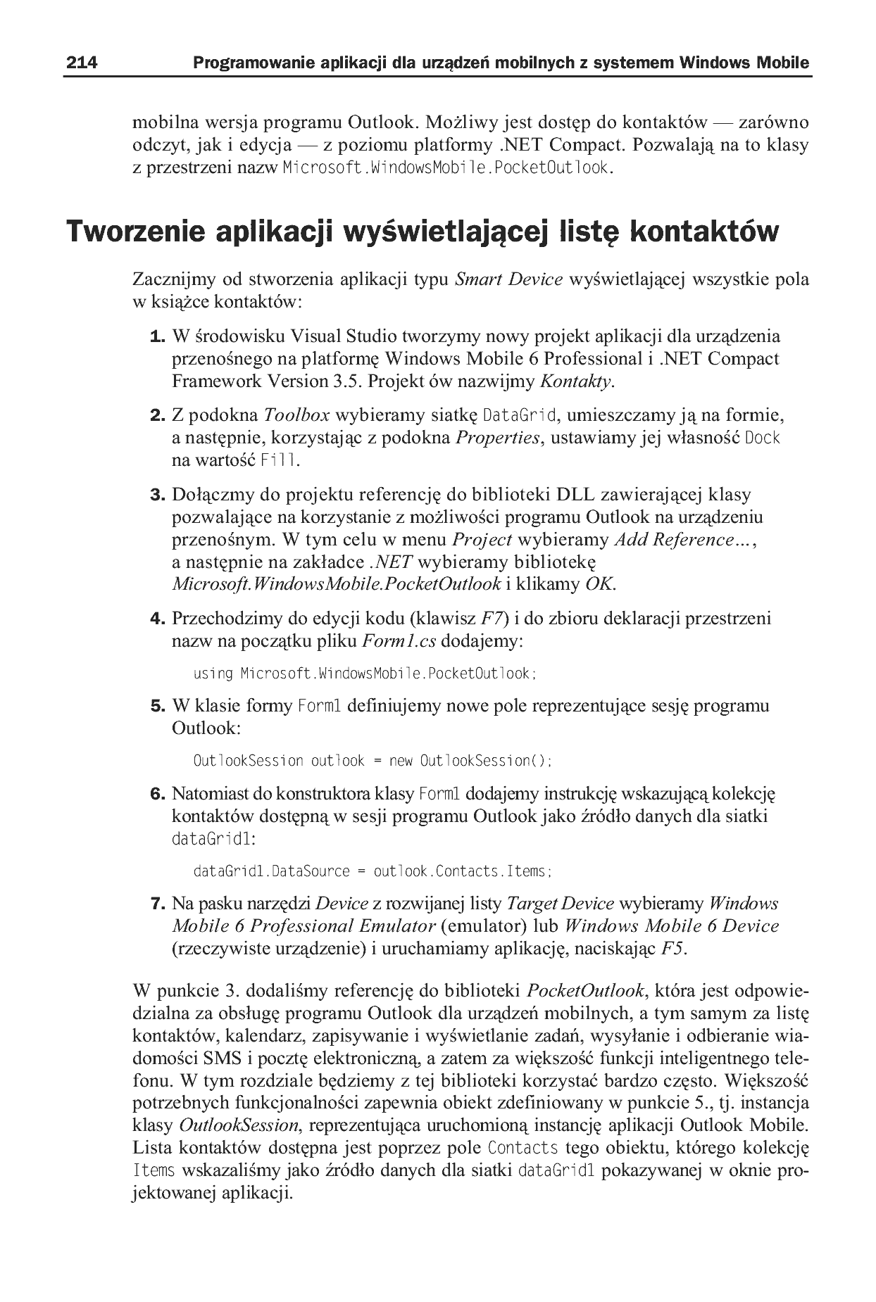 Fragment „Programowanie aplikacji dla urządzeń mobilnych z systemem Windows Mobile” — strona 11 z 30
