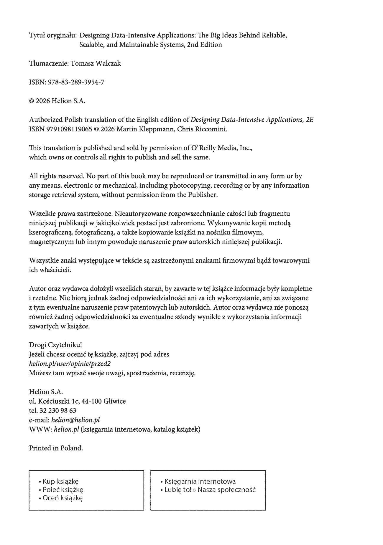 Fragment „Przetwarzanie danych w dużej skali. Niezawodność, skalowalność i konserwacja systemów. Wydanie II” — strona 2 z 30