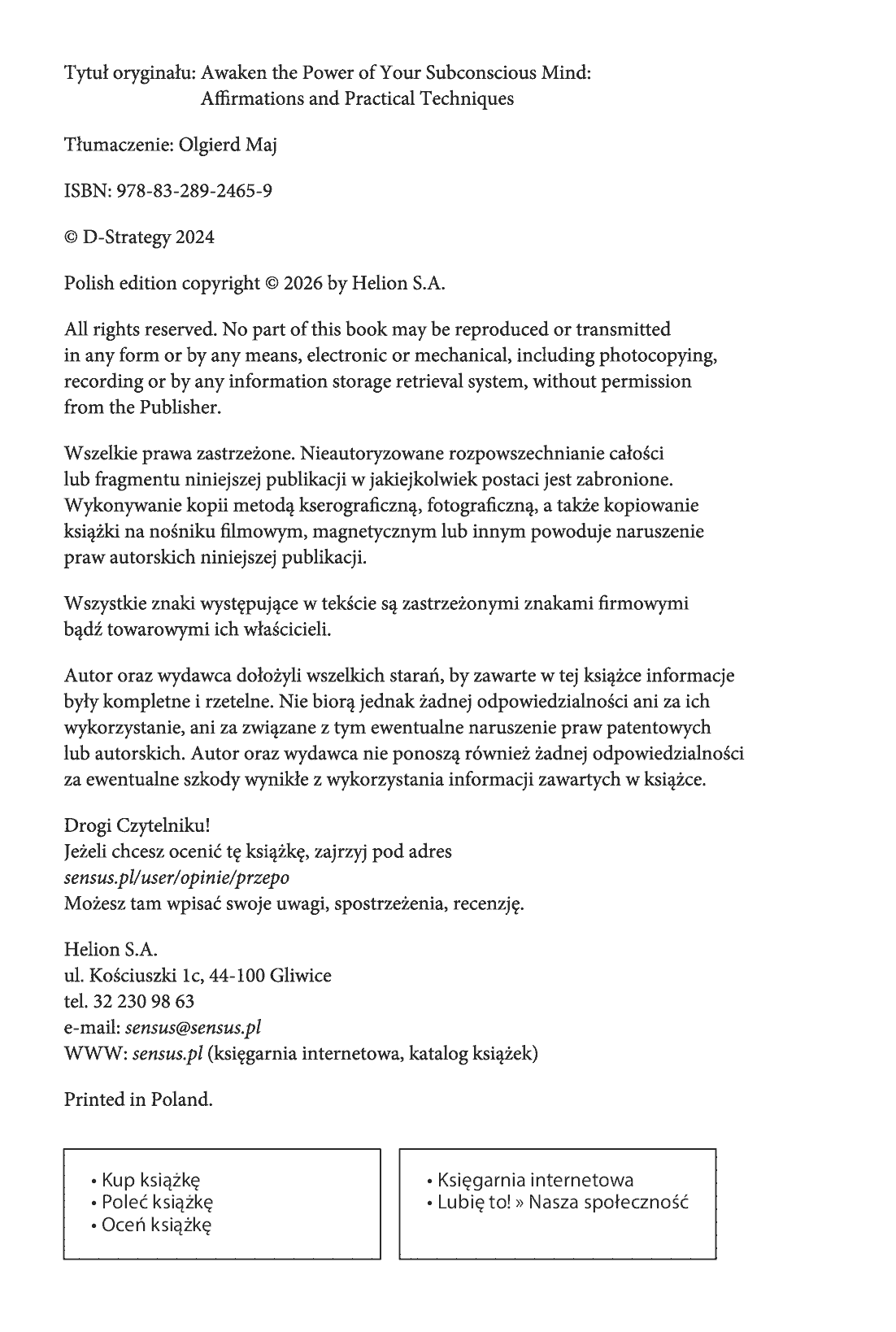 Fragment „Przebudzona potęga podświadomości. Sztuka afirmacji i techniki zmiany” — strona 2 z 30
