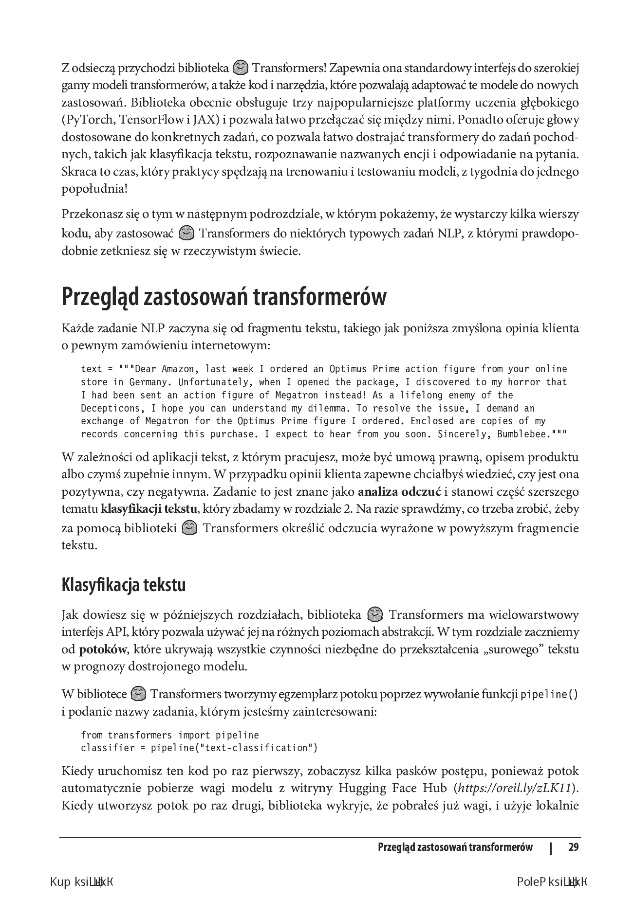 Fragment „Przetwarzanie języka naturalnego z wykorzystaniem transformerów. Budowanie aplikacji językowych za pomocą bibliotek Hugging Face” — strona 17 z 28
