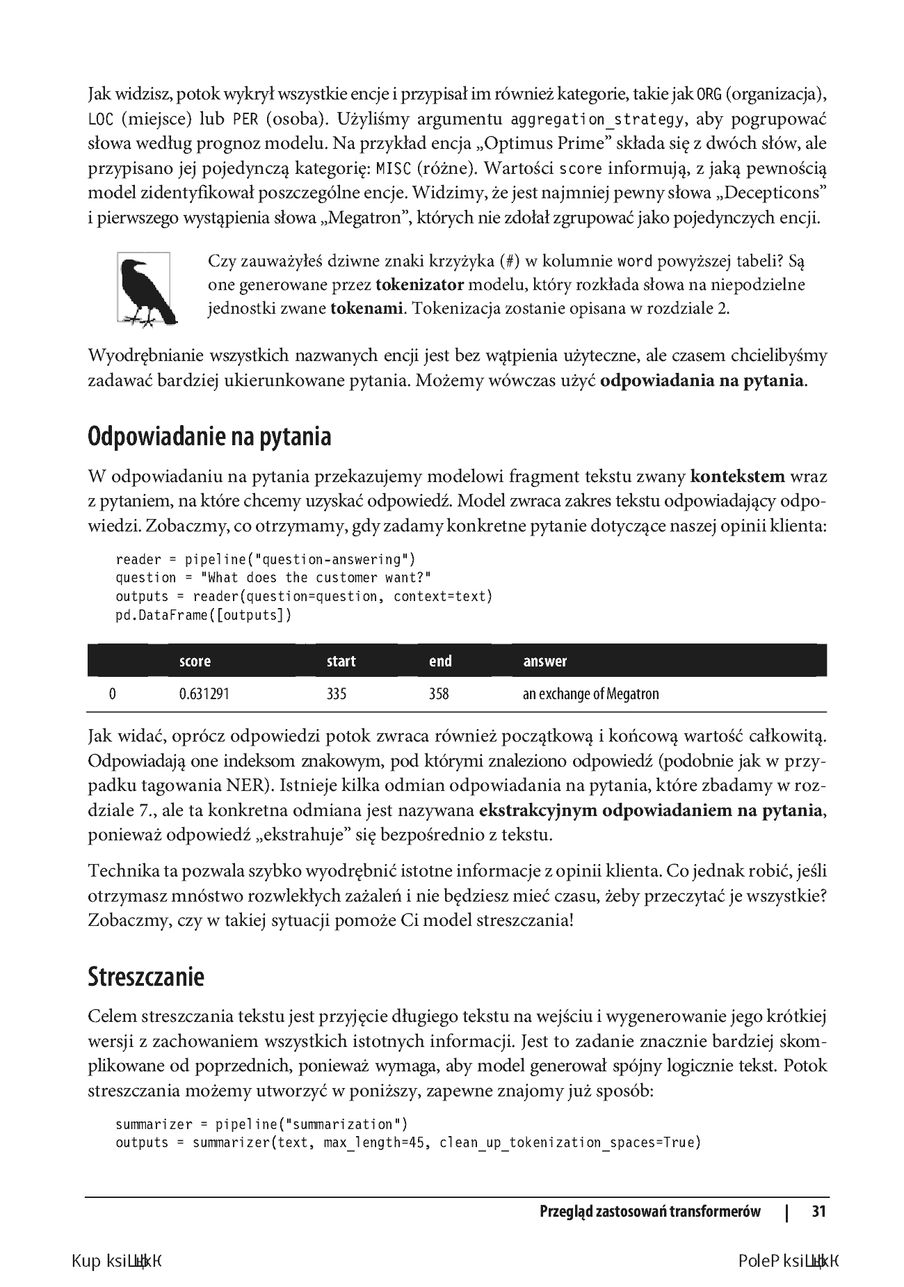 Fragment „Przetwarzanie języka naturalnego z wykorzystaniem transformerów. Budowanie aplikacji językowych za pomocą bibliotek Hugging Face” — strona 19 z 28