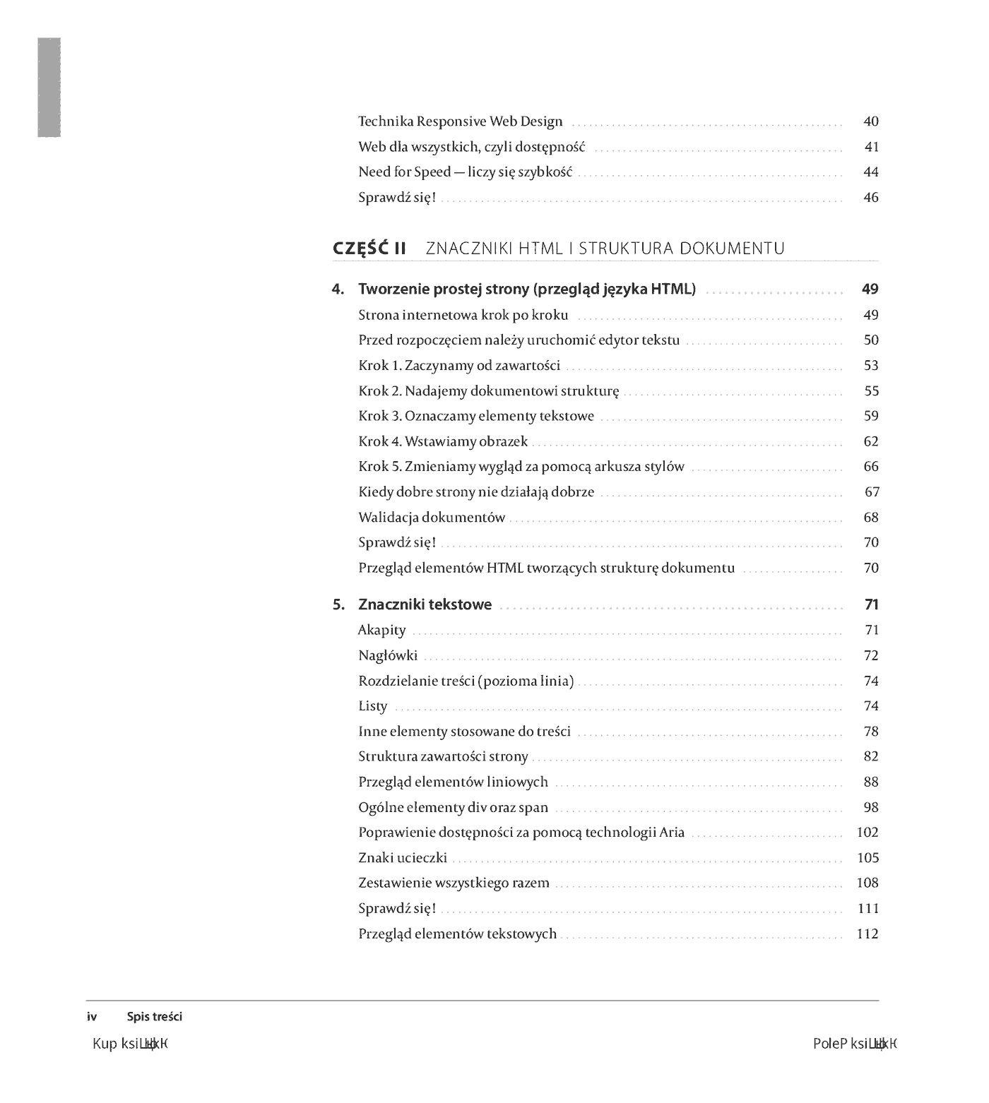 Fragment „Projektowanie stron internetowych. Przewodnik dla początkujących webmasterów po HTML5, CSS3 i grafice. Wydanie V” — strona 4 z 26