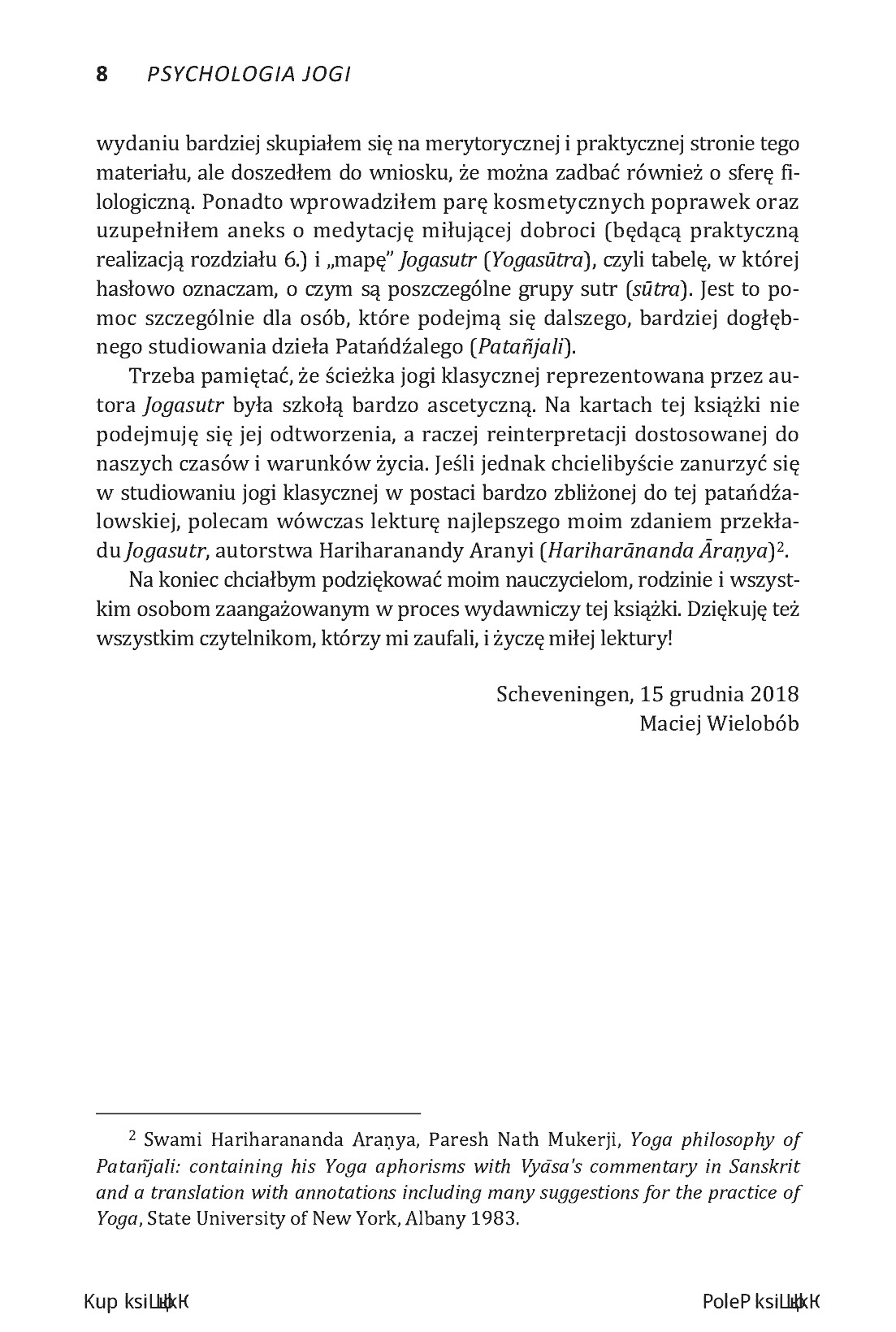 Fragment „Psychologia jogi. Wprowadzenie do "Jogasutr" Patańdźalego. Wydanie II rozszerzone” — strona 6 z 14