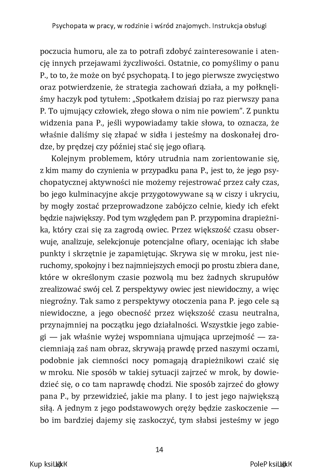 Fragment „Psychopata w pracy, w rodzinie i wśród znajomych. Instrukcja obsługi” — strona 8 z 16