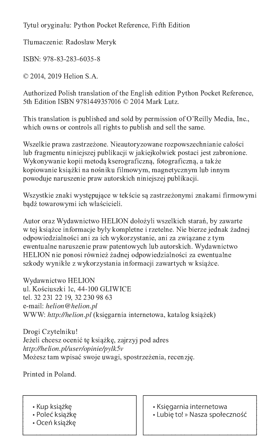Fragment „Python. Leksykon kieszonkowy. Wydanie V” — strona 2 z 30