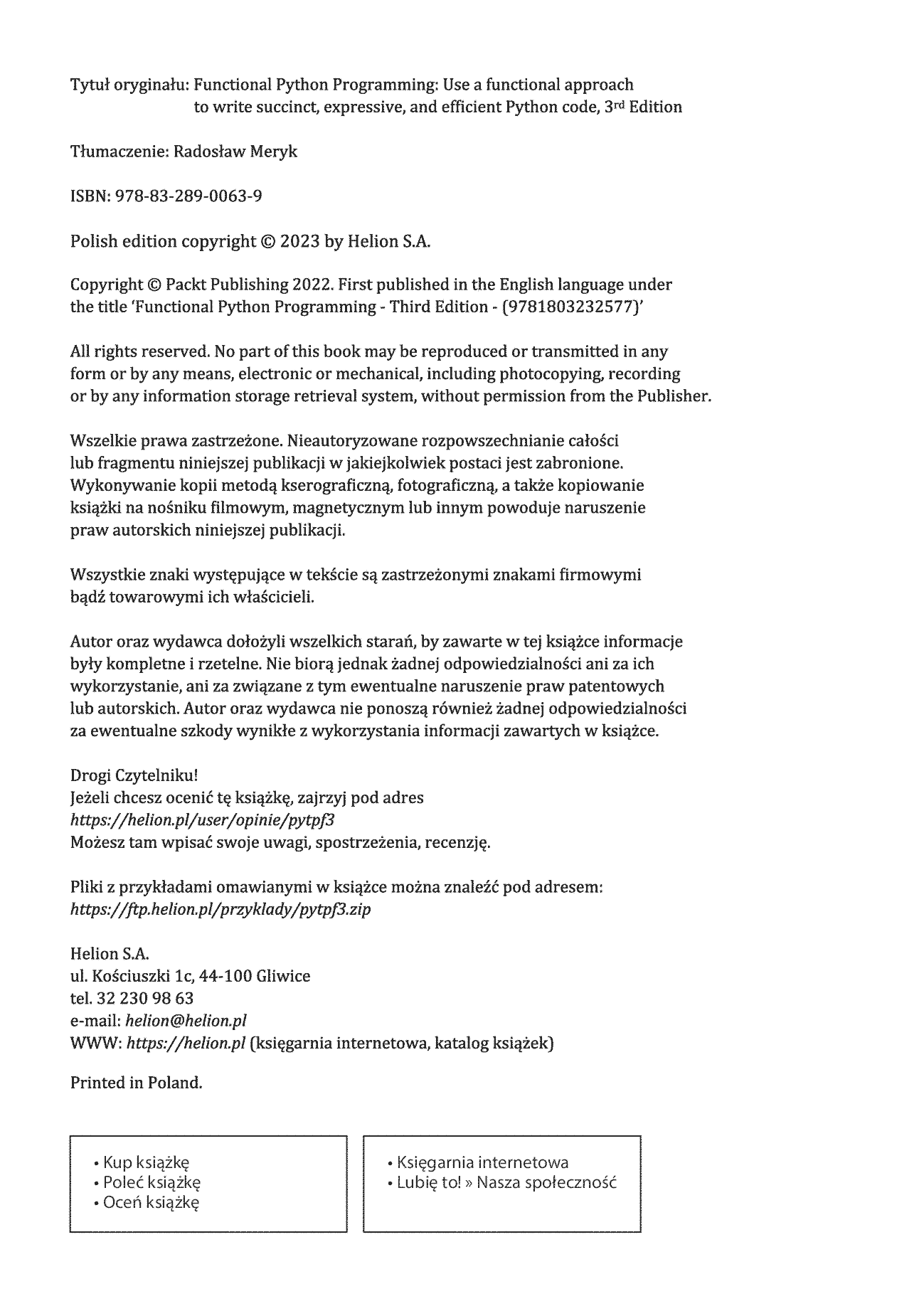 Fragment „Programowanie funkcyjne w Pythonie. Jak pisać zwięzły, wydajny i ekspresywny kod. Wydanie III” — strona 2 z 30