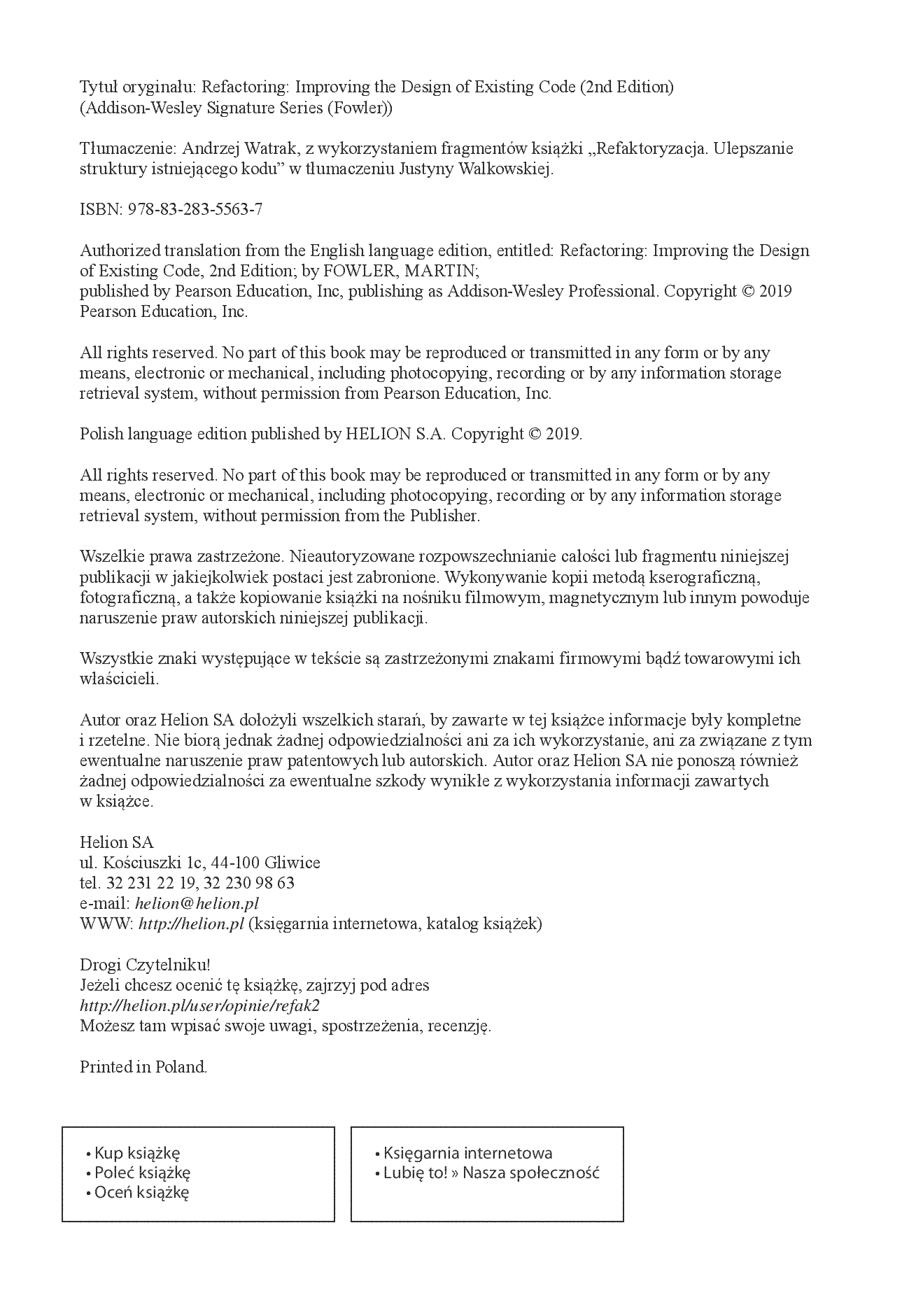 Fragment „Refaktoryzacja. Ulepszanie struktury istniejącego kodu. Wydanie II” — strona 2 z 30