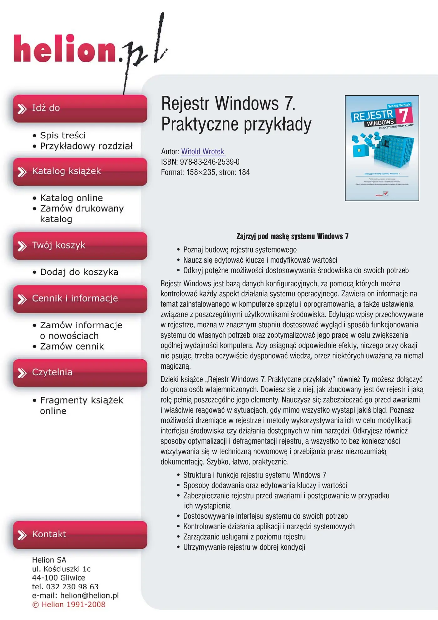 Fragment „Rejestr Windows 7. Praktyczne przykłady” — strona 1 z 20