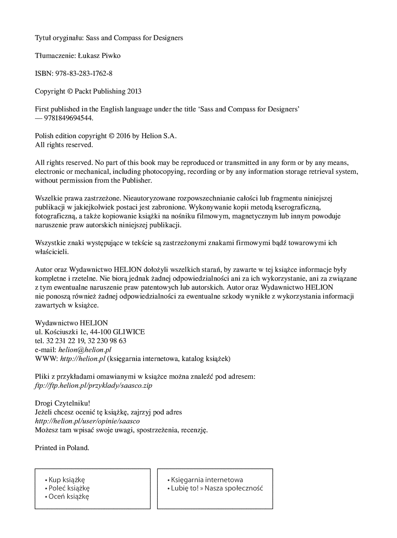 Fragment „Sass i Compass. Praktyczny przewodnik dla projektantów” — strona 2 z 30