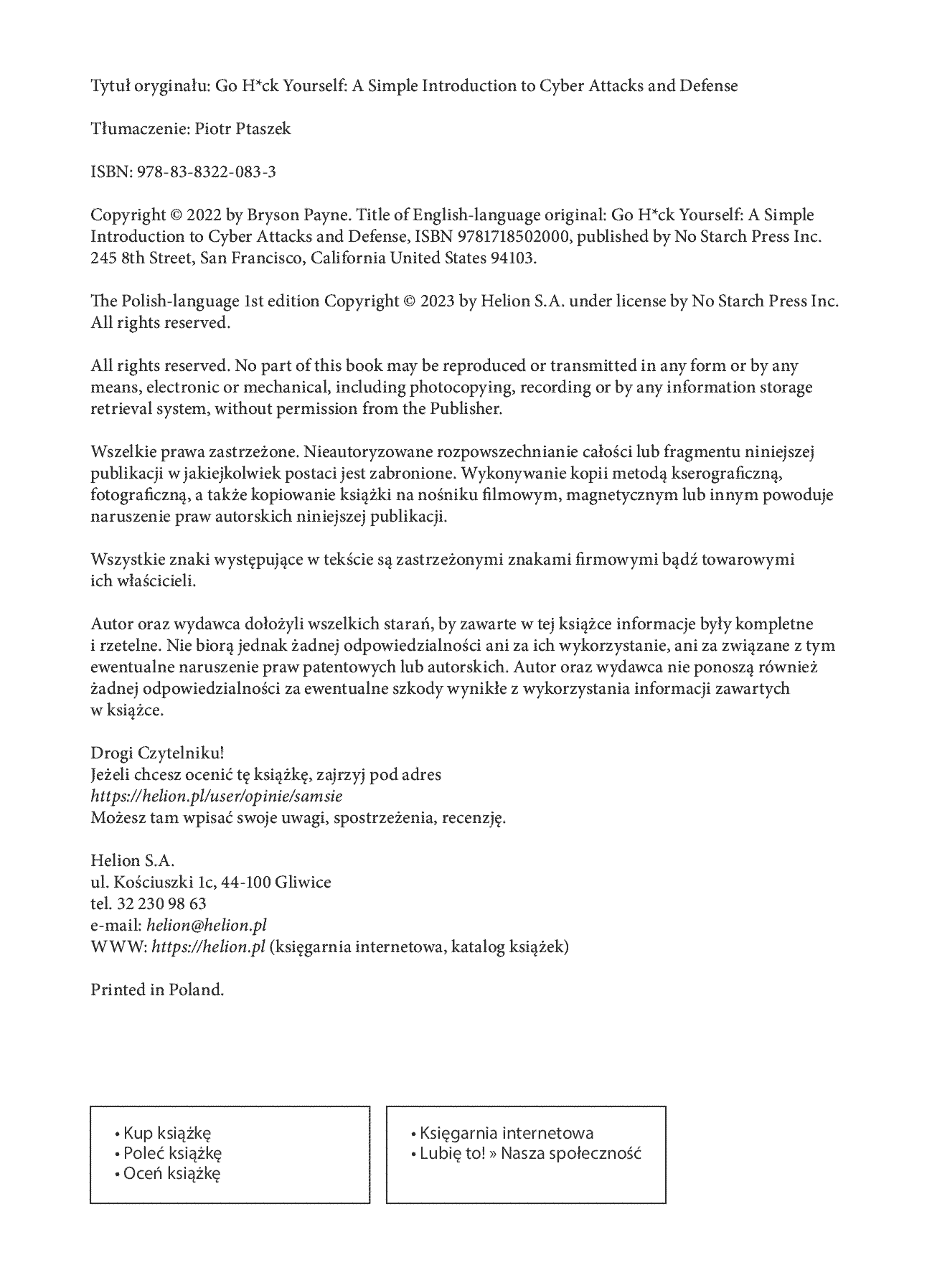 Fragment „Go H*ck Yourself. Proste wprowadzenie do obrony przed cyberatakami” — strona 2 z 20