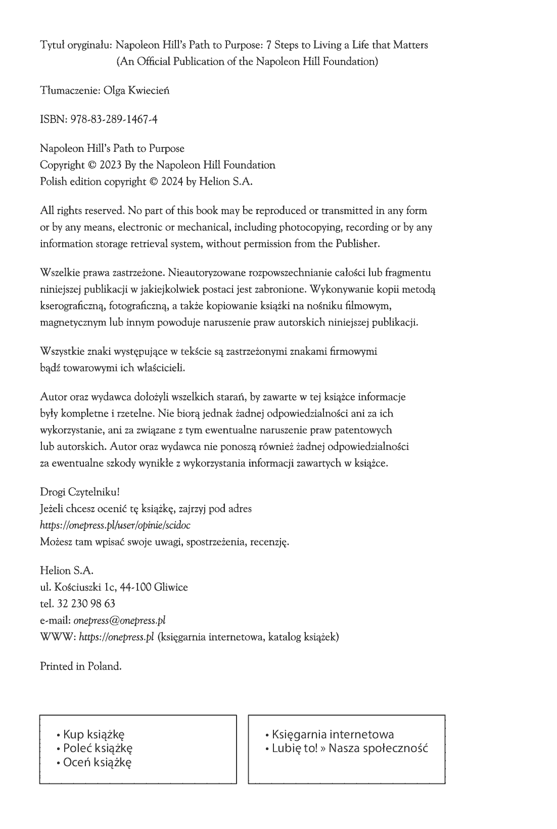 Fragment „Ścieżka do celu według Napoleona Hilla. 7 kroków, żeby prowadzić życie pełne sensu” — strona 2 z 14