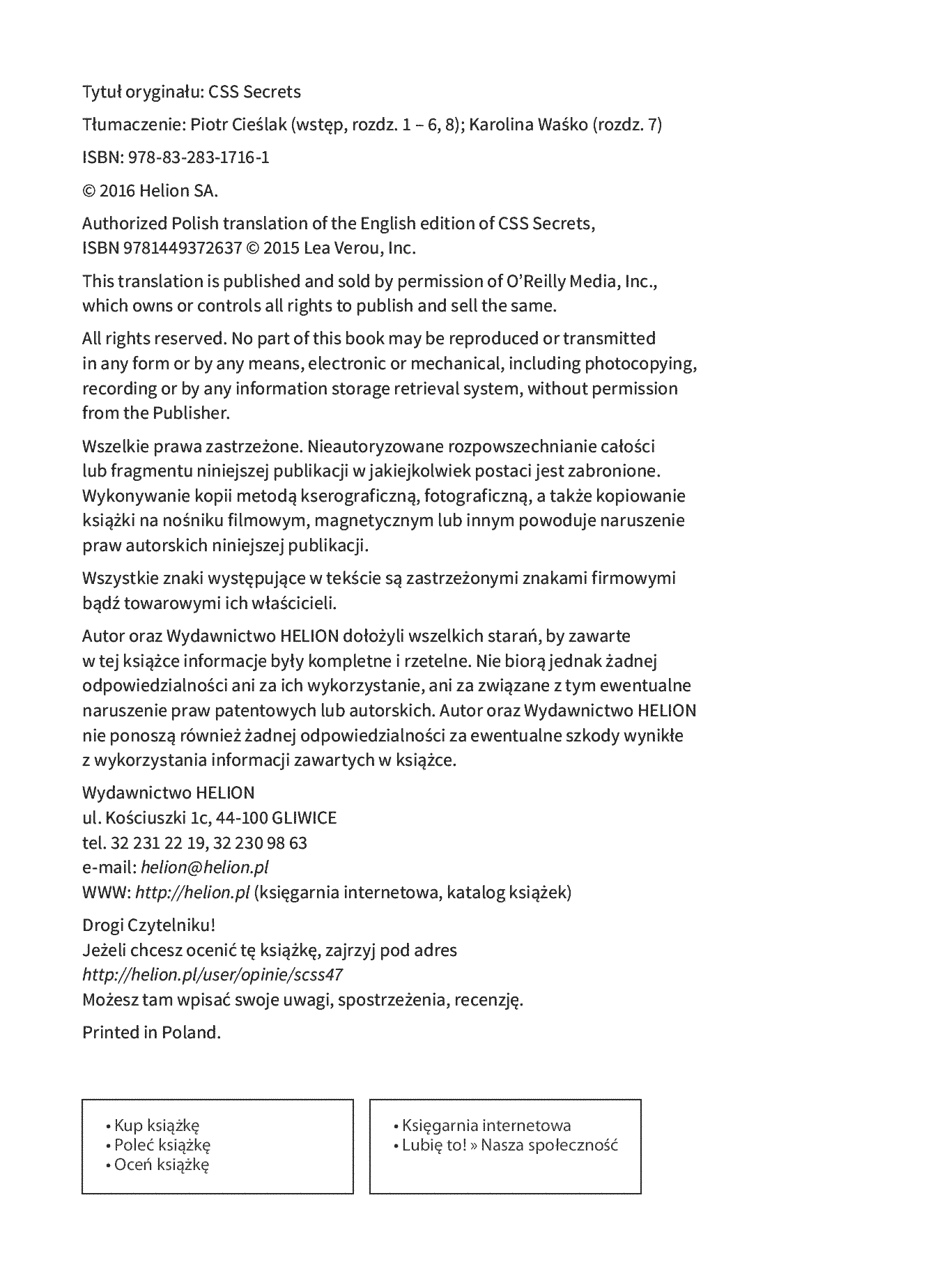 Fragment „CSS bez tajemnic. 47 sekretów kreatywnego projektanta” — strona 2 z 30