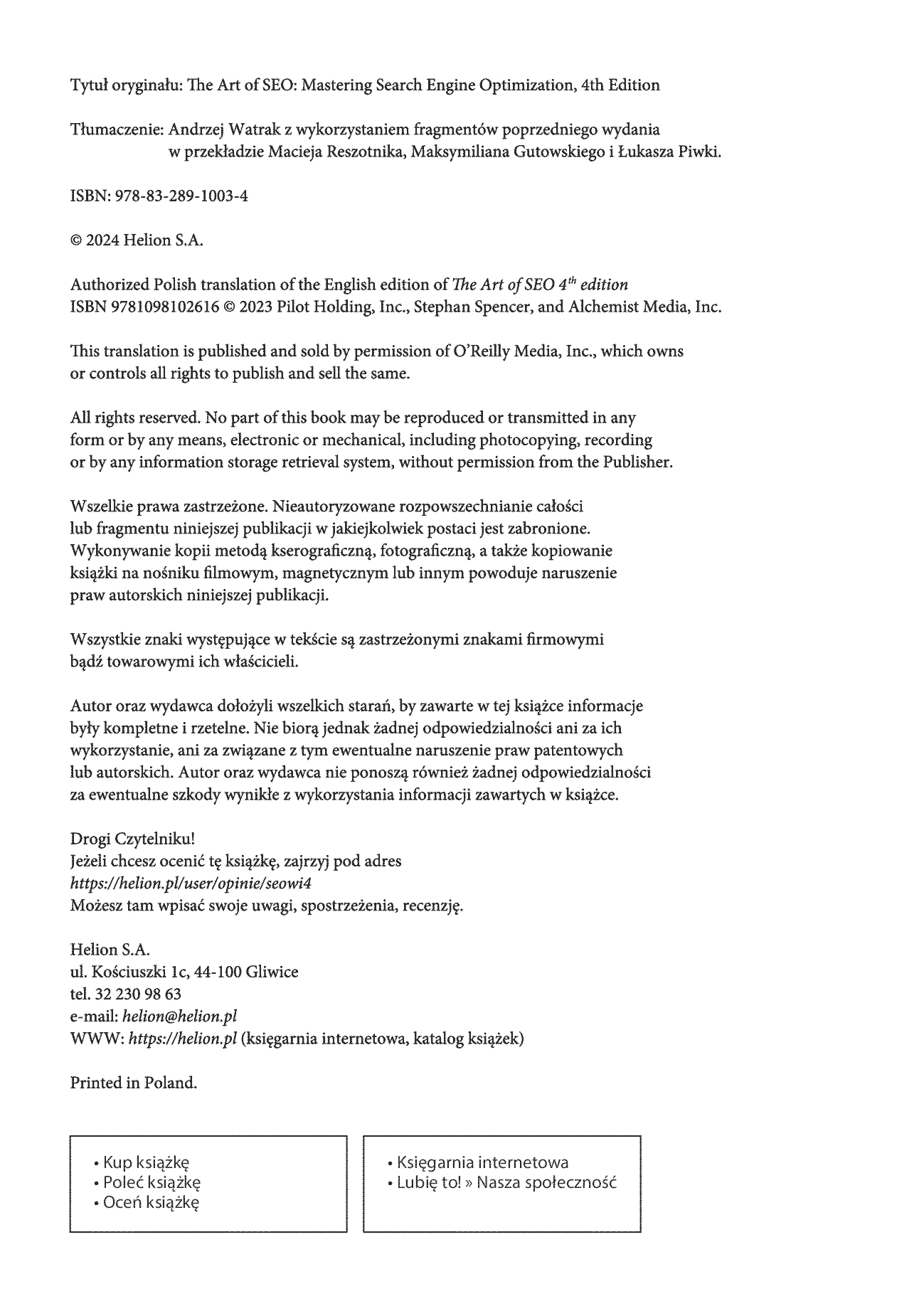 Fragment „SEO, czyli sztuka optymalizacji witryn dla wyszukiwarek. Wydanie IV” — strona 2 z 30