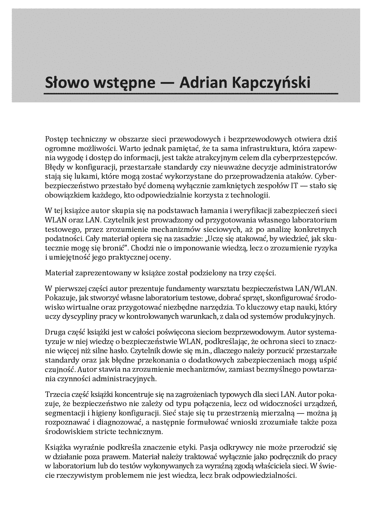 Fragment „Etyczny hacking i testy penetracyjne. Zadbaj o bezpieczeństwo sieci LAN i WLAN” — strona 11 z 30