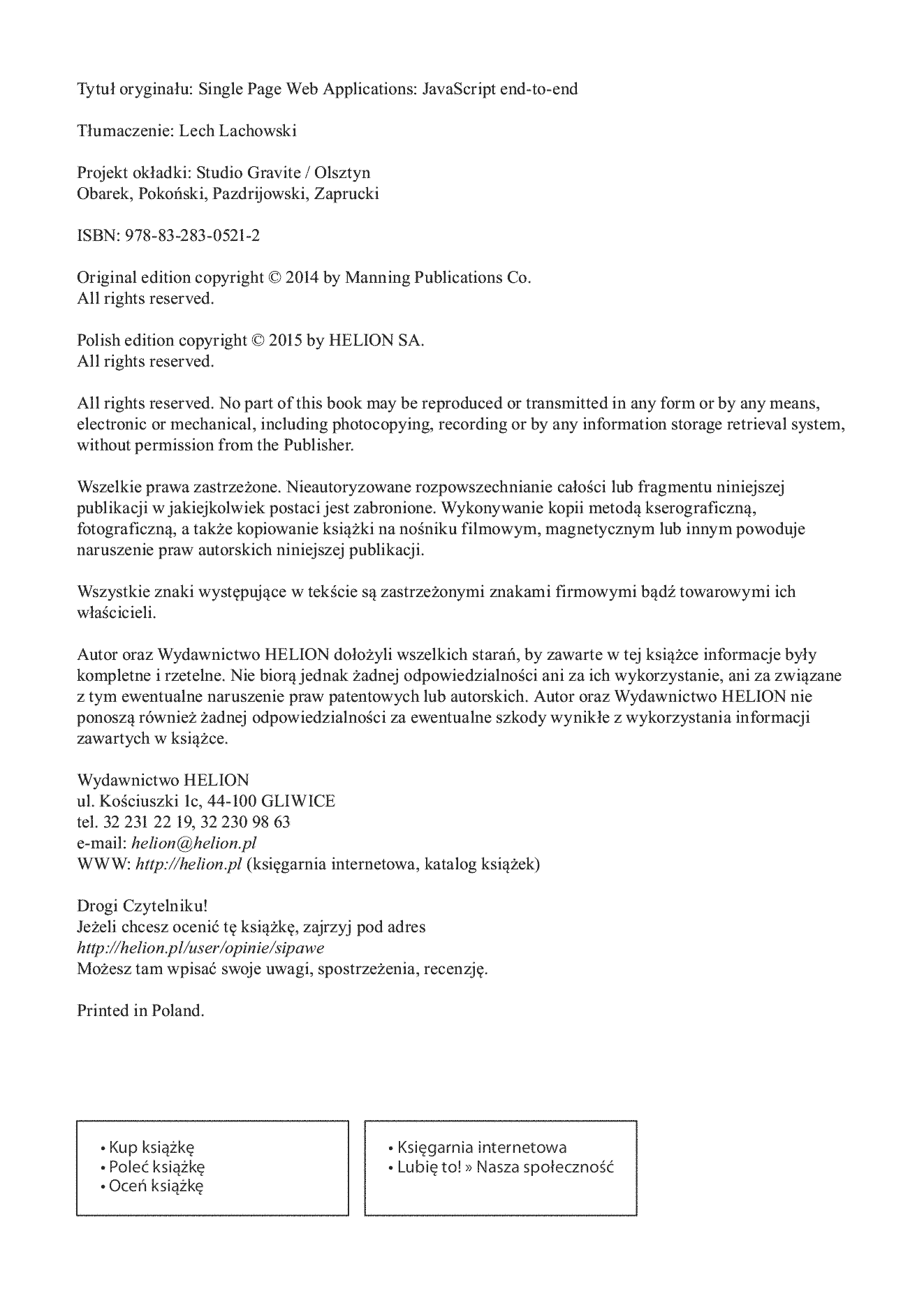 Fragment „Single Page Web Applications. Programowanie aplikacji internetowych z JavaScript” — strona 2 z 30