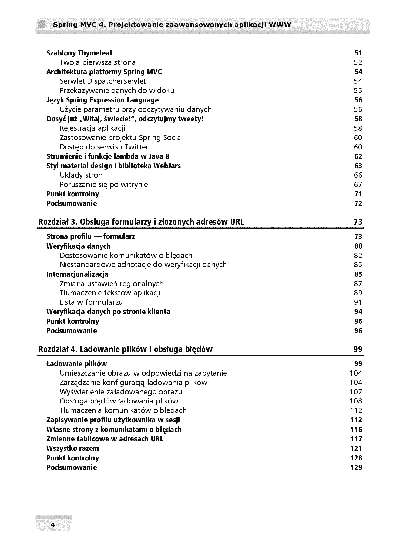 Fragment „Spring MVC 4. Projektowanie zaawansowanych aplikacji WWW” — strona 4 z 30