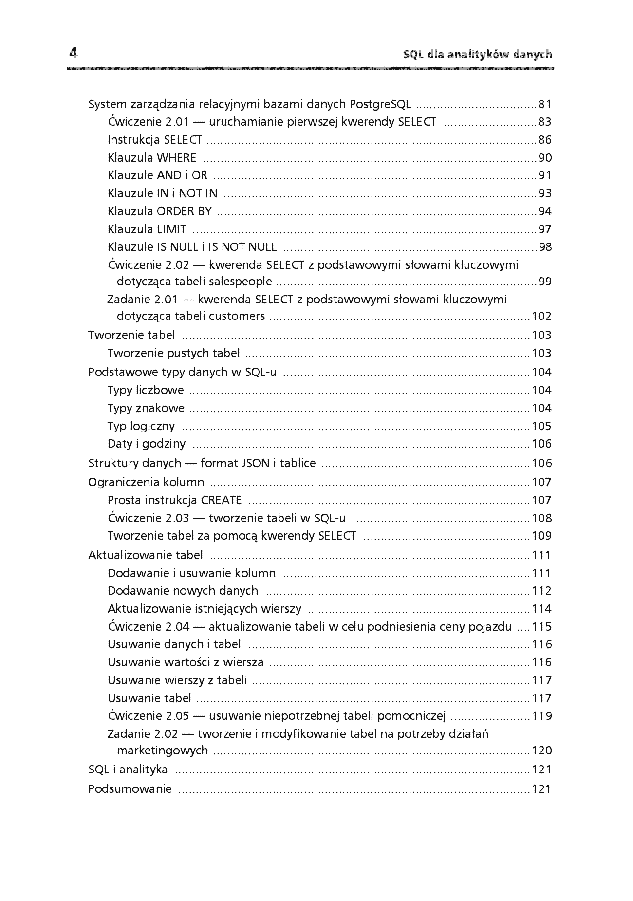 Fragment „SQL dla analityków danych. Opanuj możliwości SQL-a, aby wydobywać informacje z danych. Wydanie III” — strona 4 z 30