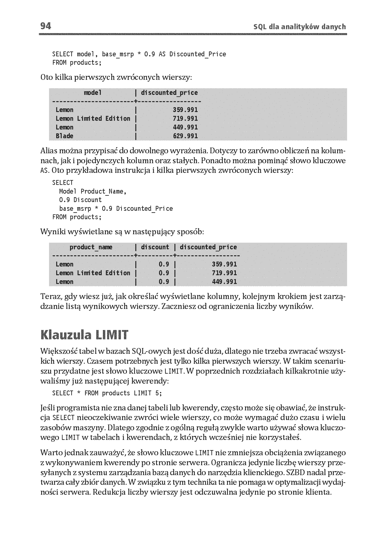Fragment „SQL dla analityków danych. Skutecznie analizuj dane, wyciągaj wartościowe wnioski i opanuj zaawansowany SQL na potrzeby praktycznych zastosowań. Wydanie IV” — strona 14 z 28