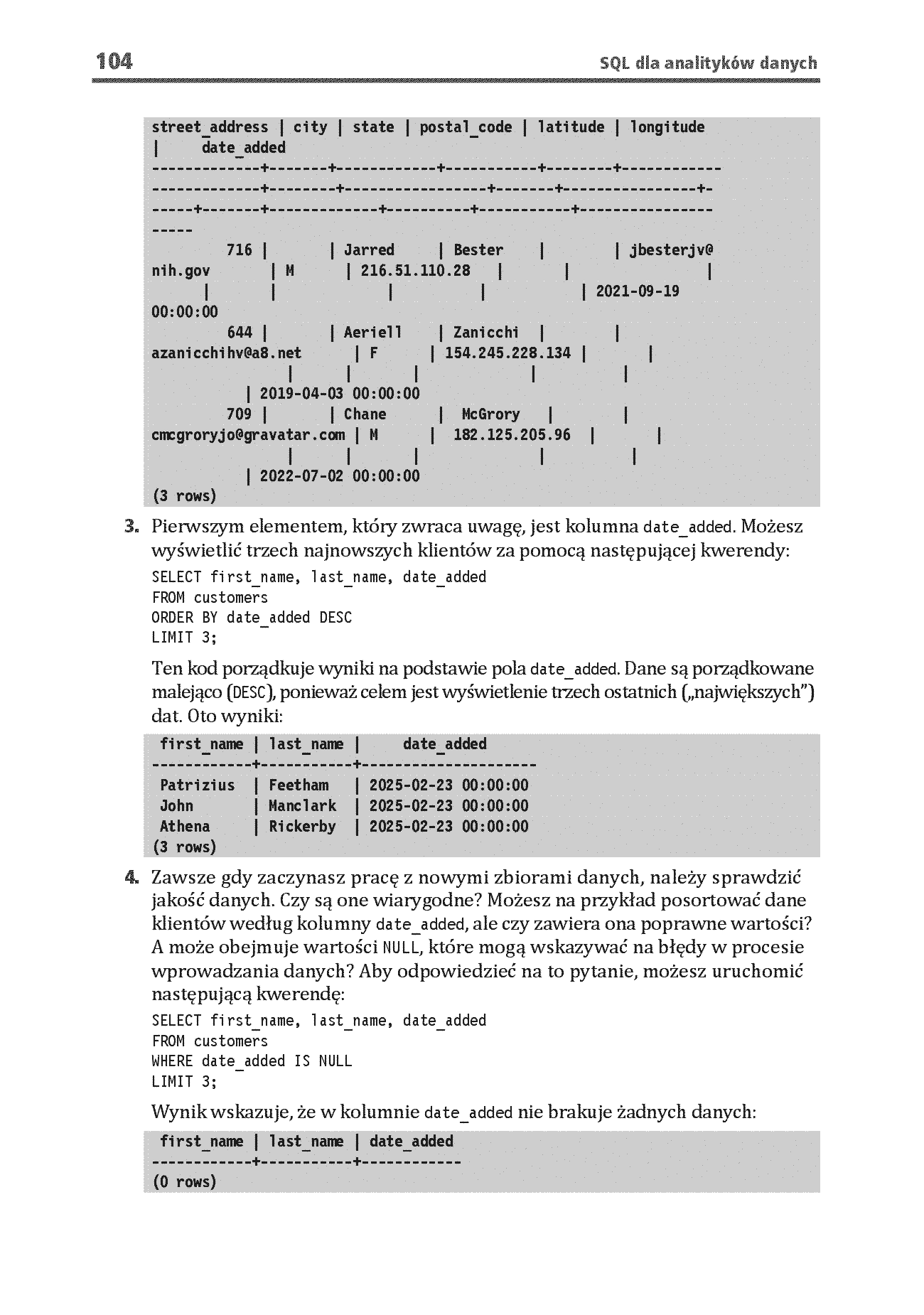Fragment „SQL dla analityków danych. Skutecznie analizuj dane, wyciągaj wartościowe wnioski i opanuj zaawansowany SQL na potrzeby praktycznych zastosowań. Wydanie IV” — strona 24 z 28