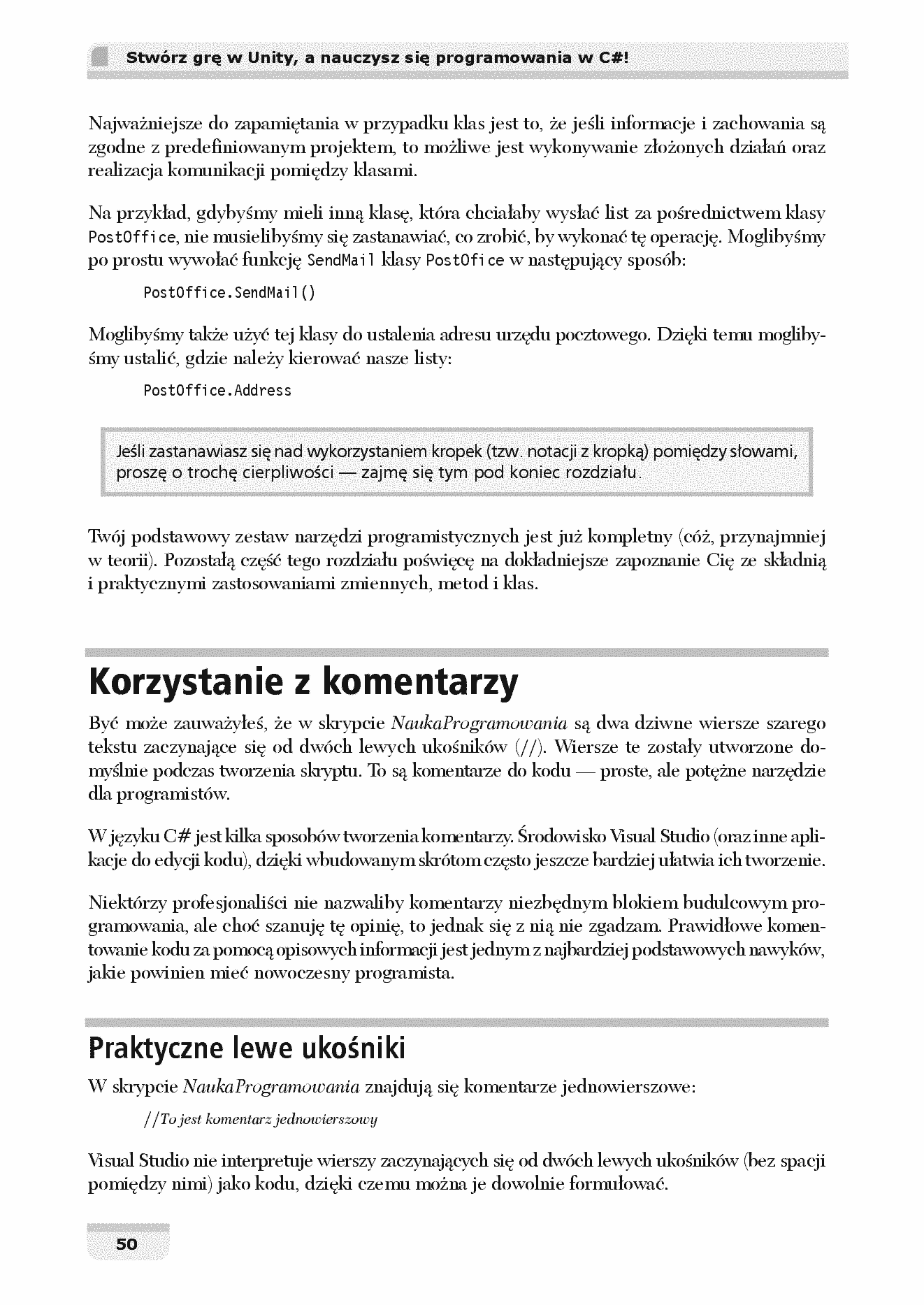 Fragment „Stwórz grę w Unity, a nauczysz się programowania w C#! Pisanie kodu, które sprawia radość. Wydanie V” — strona 20 z 28