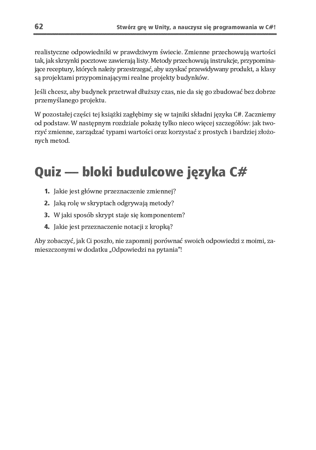 Fragment „Stwórz grę w Unity, a nauczysz się programowania w C#! Pisanie kodu, które sprawia radość. Wydanie VII” — strona 30 z 30