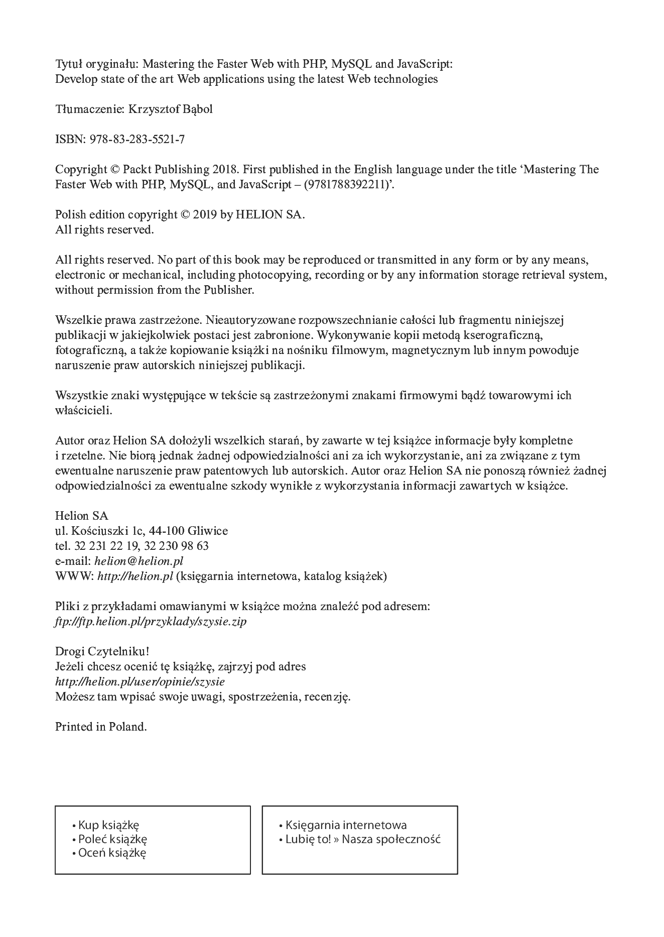 Fragment „Szybsza Sieć z językami PHP, MySQL i JavaScript. Zaawansowane aplikacje z wykorzystaniem najnowszych technologii” — strona 2 z 30