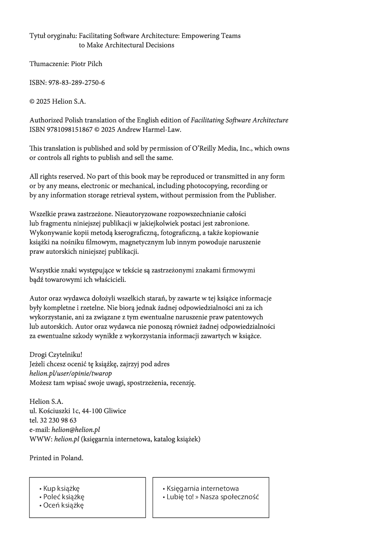 Fragment „Tworzenie architektury oprogramowania. Wspieranie zespołów w podejmowaniu trafnych decyzji” — strona 2 z 30