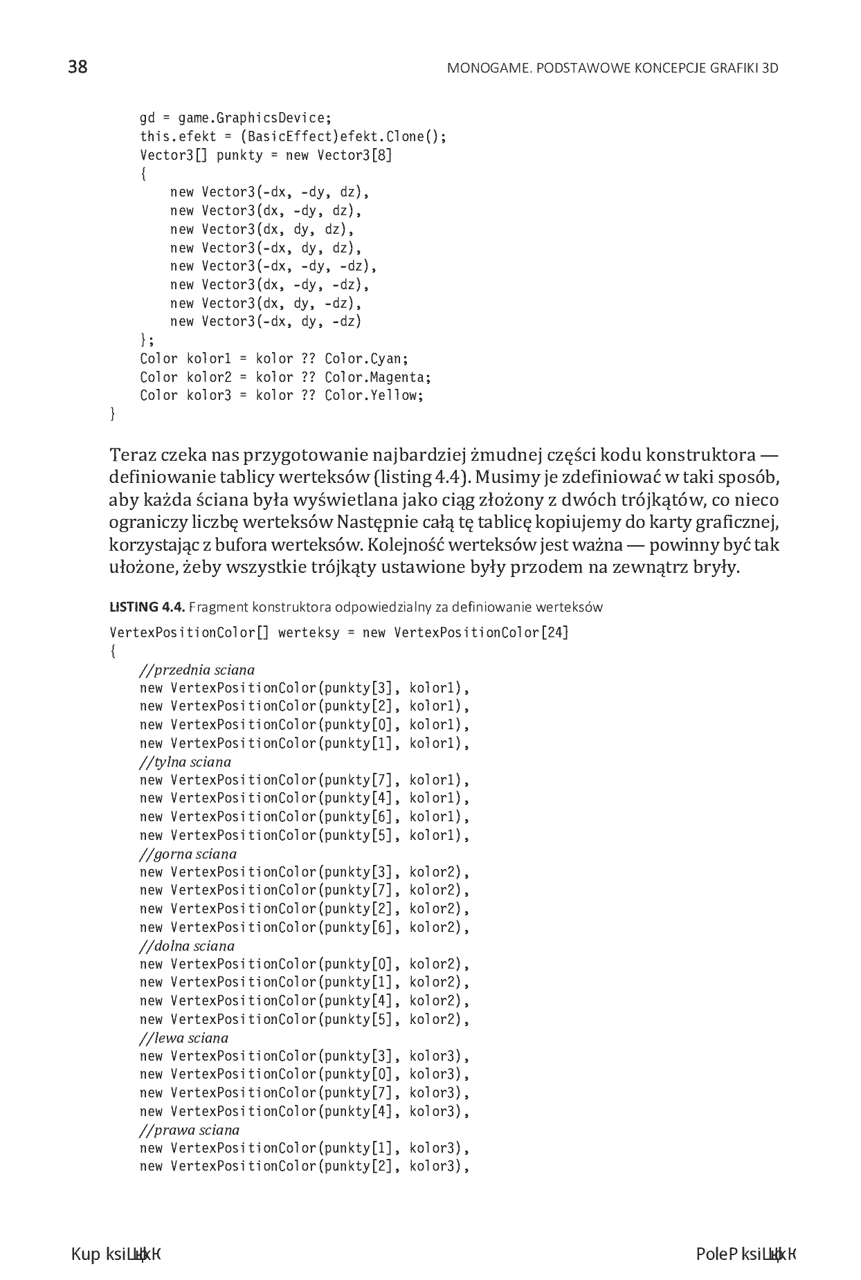 Fragment „MonoGame. Podstawowe koncepcje grafiki 3D” — strona 10 z 18