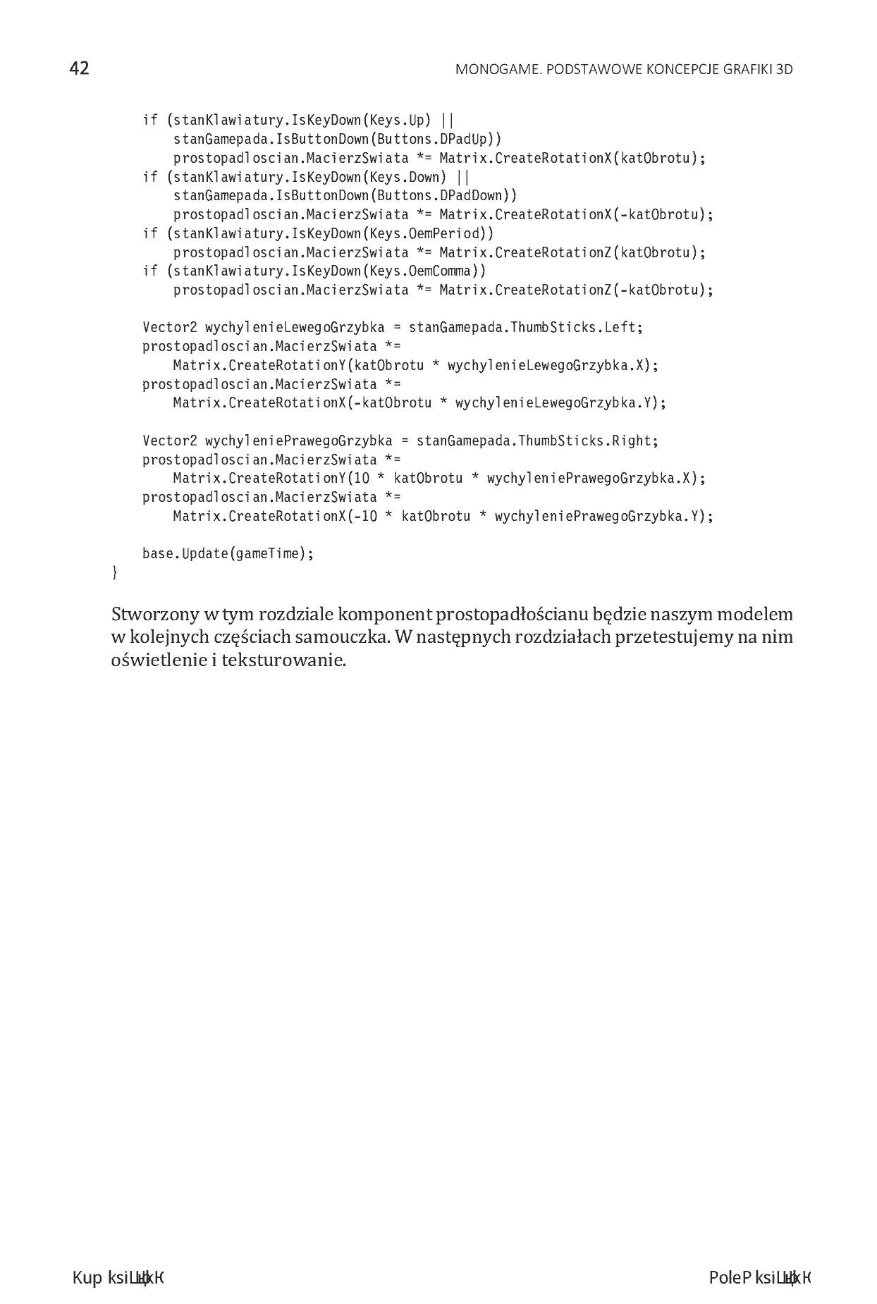 Fragment „MonoGame. Podstawowe koncepcje grafiki 3D” — strona 14 z 18