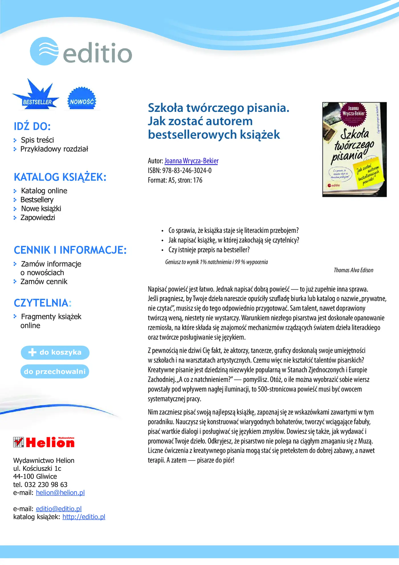 Fragment „Szkoła twórczego pisania. Jak zostać autorem bestsellerowych powieści” — strona 1 z 18