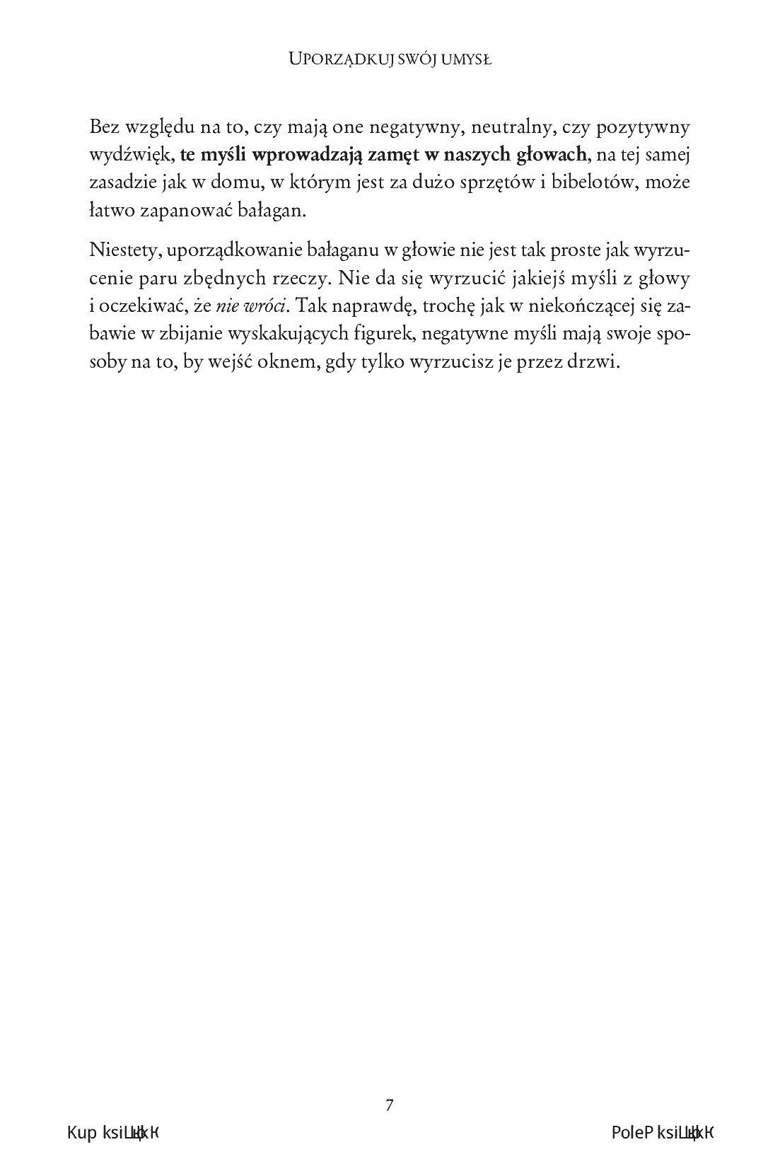 Fragment „Uporządkuj swój umysł. Jak pozbyć się negatywnych myśli, odnaleźć spokój i szczęście” — strona 7 z 18