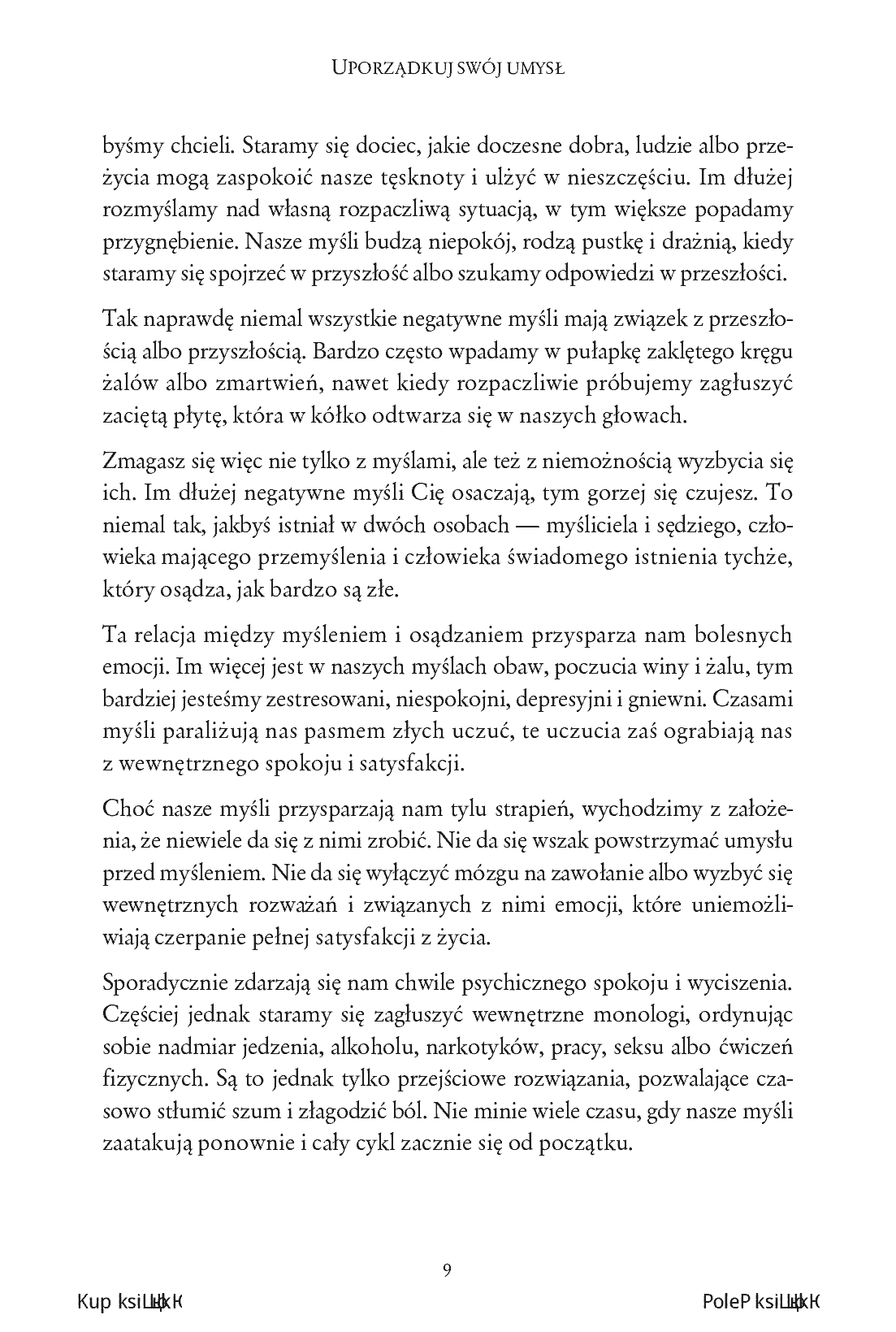 Fragment „Uporządkuj swój umysł. Jak pozbyć się negatywnych myśli, odnaleźć spokój i szczęście” — strona 9 z 18