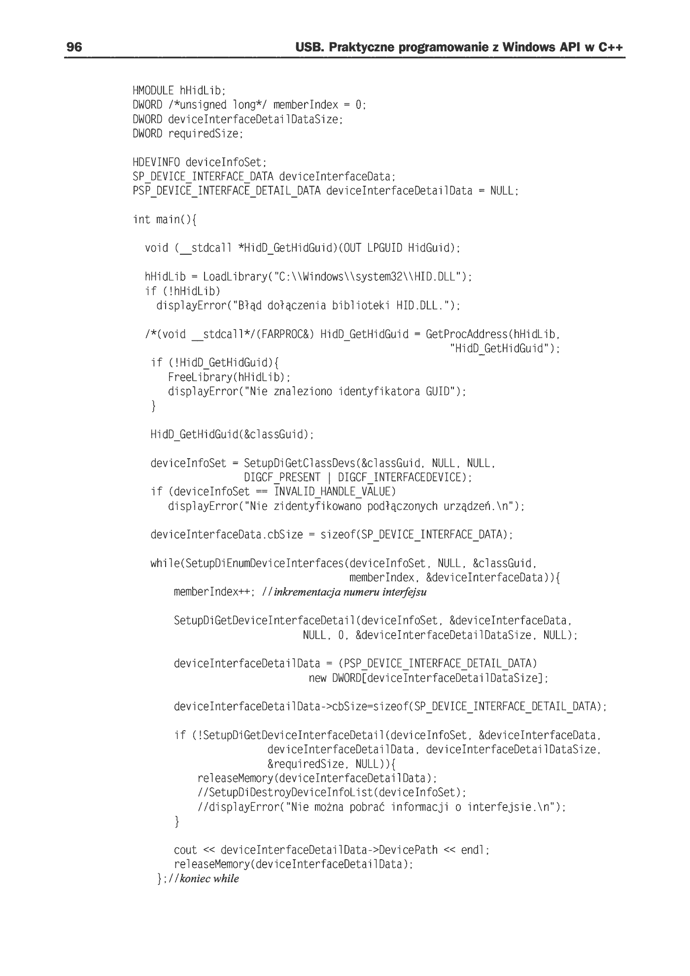 Fragment „USB. Praktyczne programowanie z Windows API w C++” — strona 14 z 15