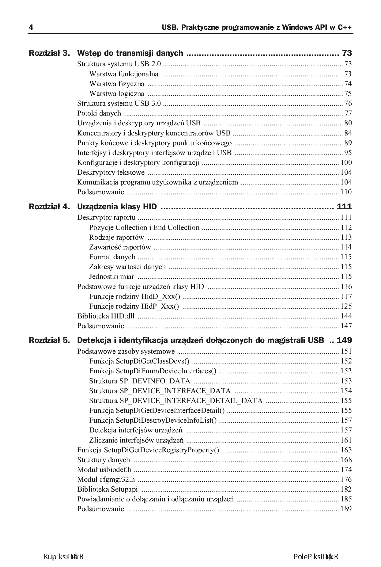 Fragment „USB. Praktyczne programowanie z Windows API w C++. Wydanie II” — strona 4 z 30