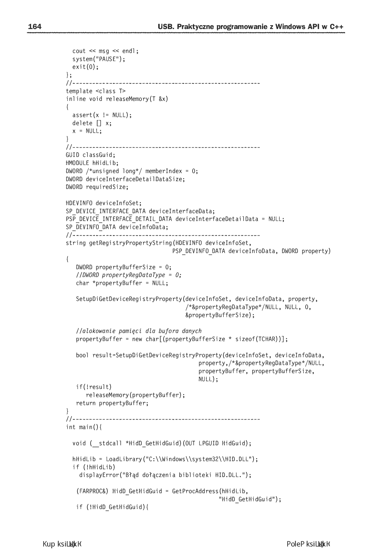 Fragment „USB. Praktyczne programowanie z Windows API w C++. Wydanie II” — strona 22 z 30