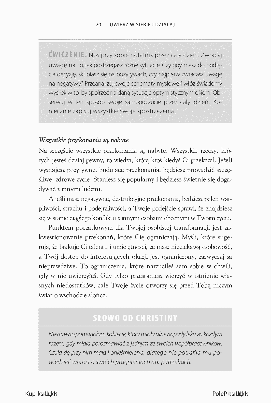 Fragment „Uwierz w siebie i działaj. Pokonaj wątpliwości, zostaw przeszłość za sobą i odkryj swój potencjał” — strona 12 z 30