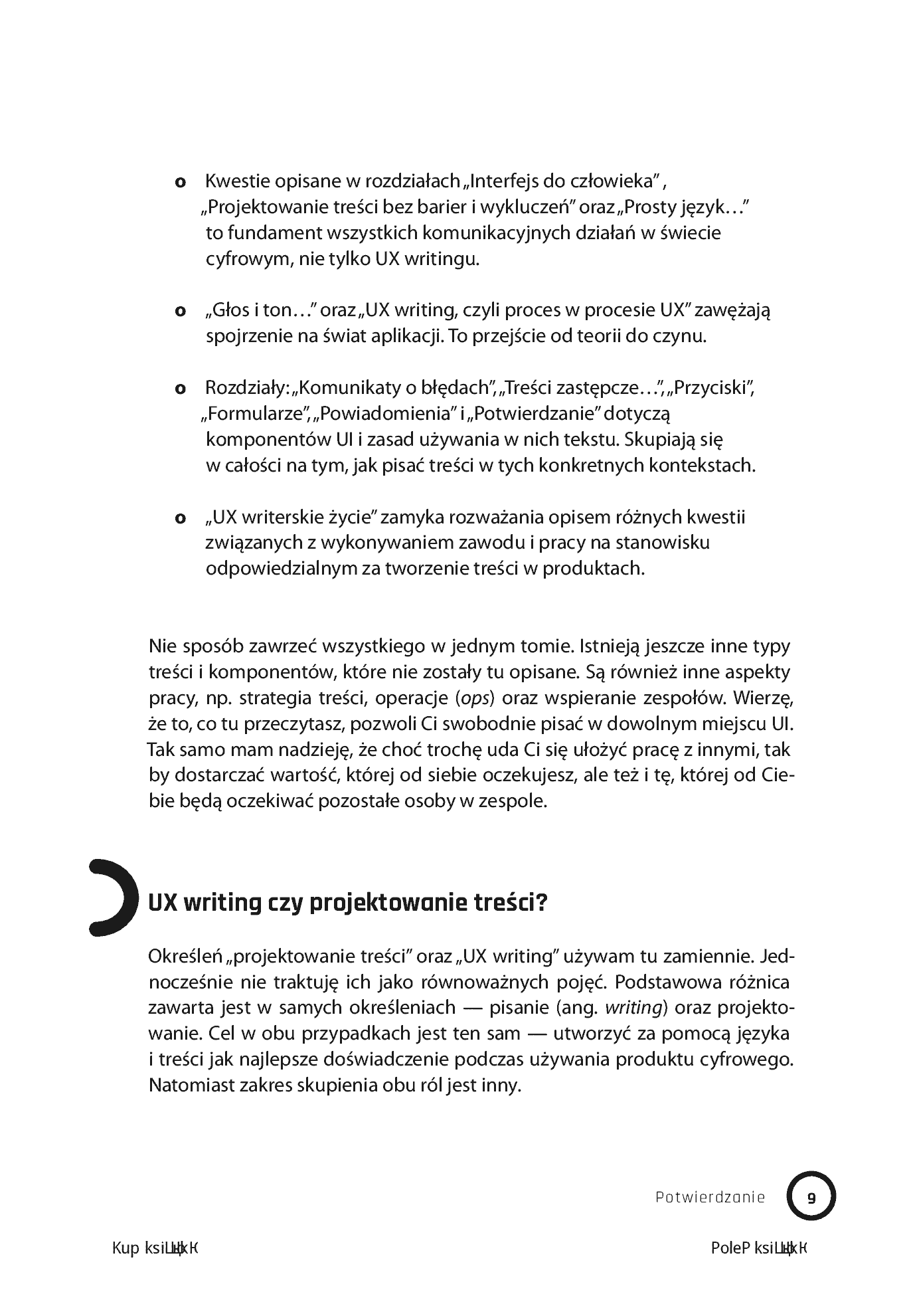 Fragment „UX writing. Moc języka w produktach cyfrowych” — strona 9 z 20