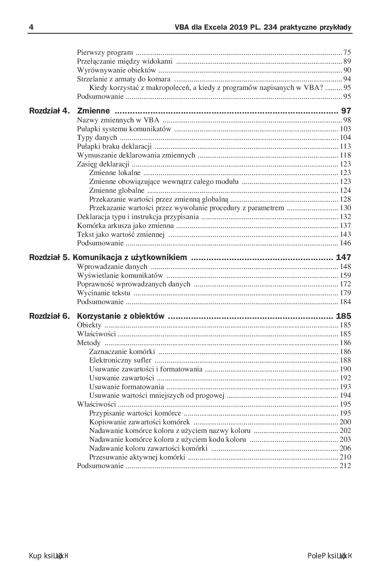 Fragment „VBA dla Excela 2019 PL. 234 praktyczne przykłady” — strona 4 z 30