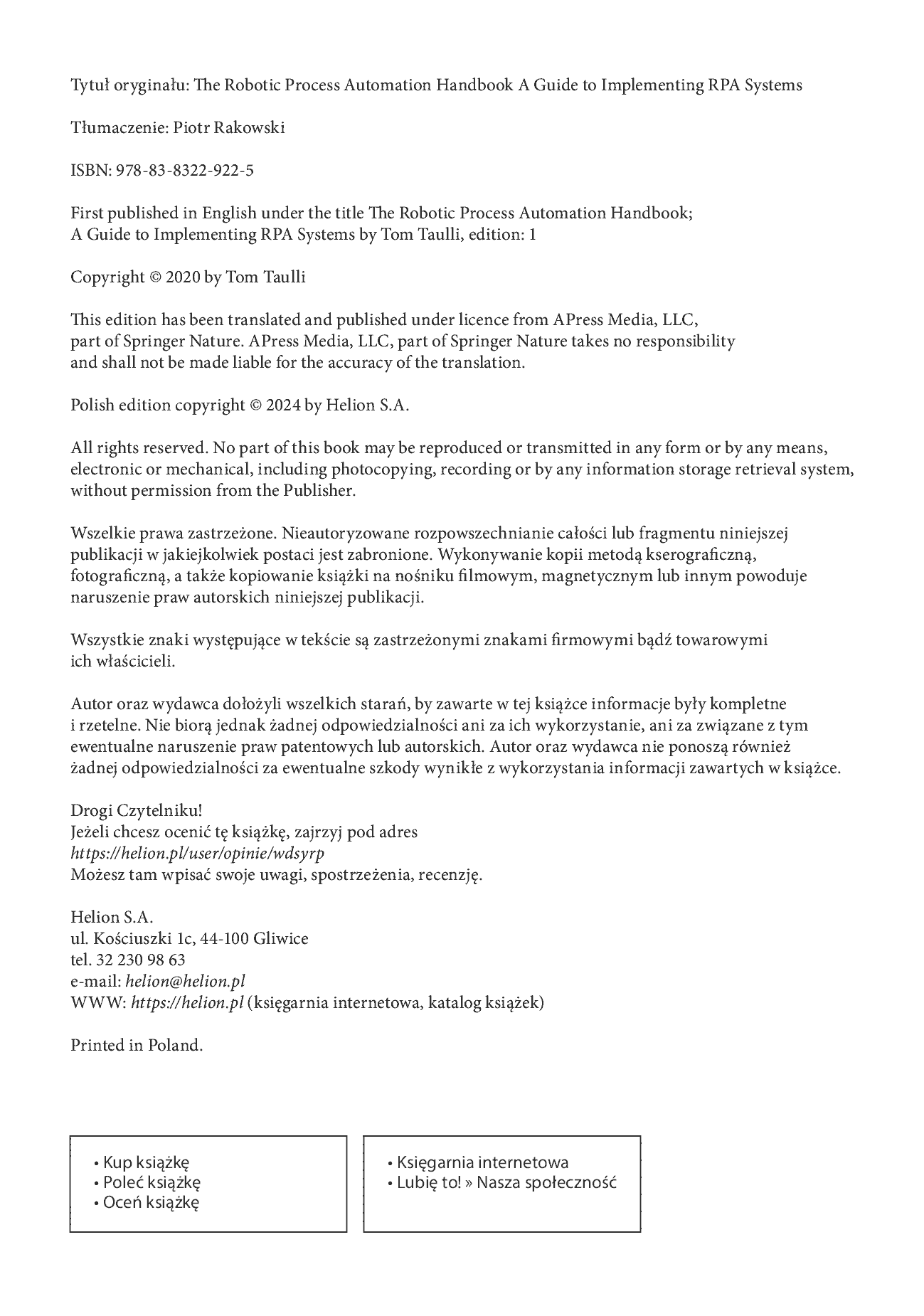 Fragment „Zrobotyzowana automatyzacja procesów. Tworzenie i wdrażanie systemów RPA” — strona 2 z 26